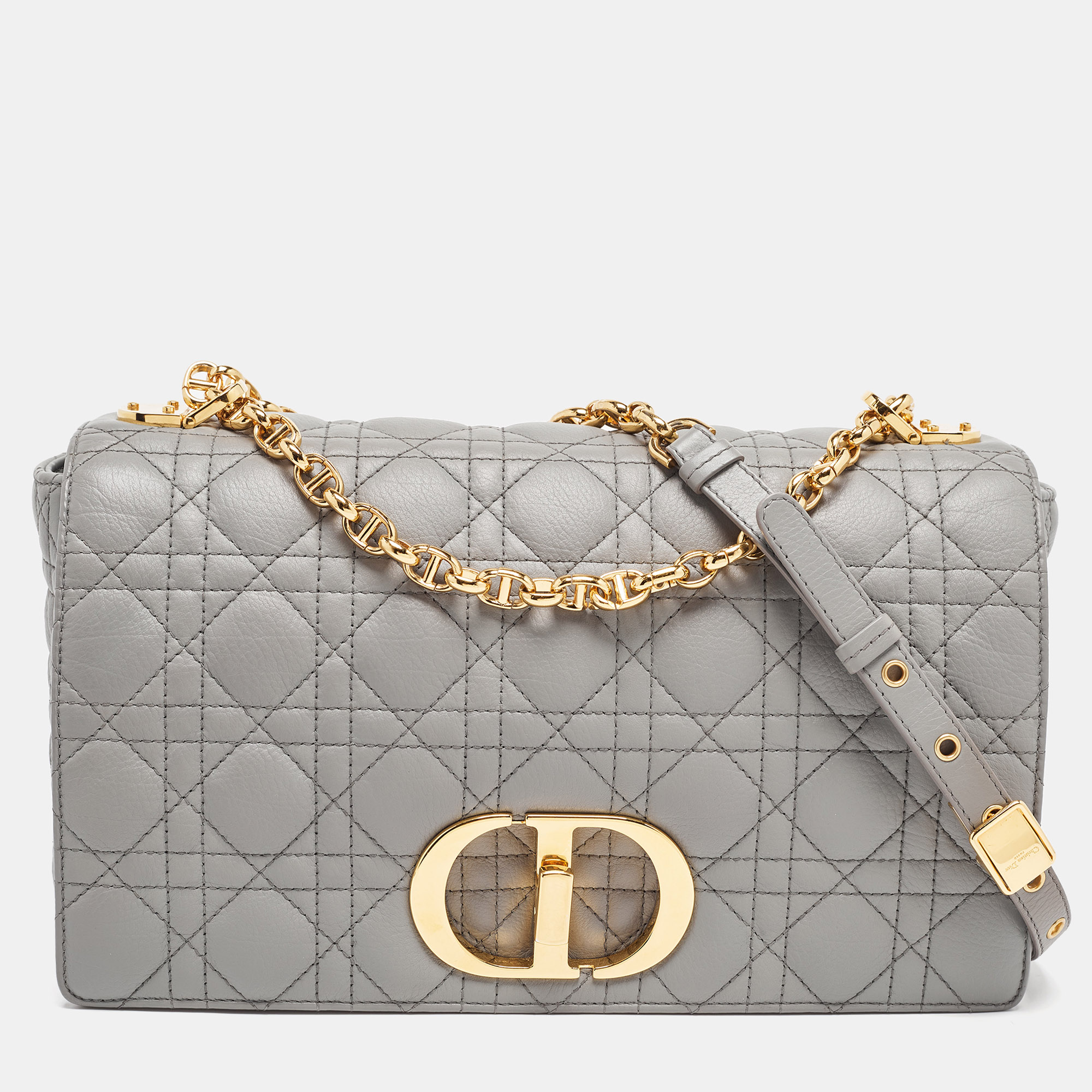 

Dior Grey Cannage Leather  Caro Shoulder Bag