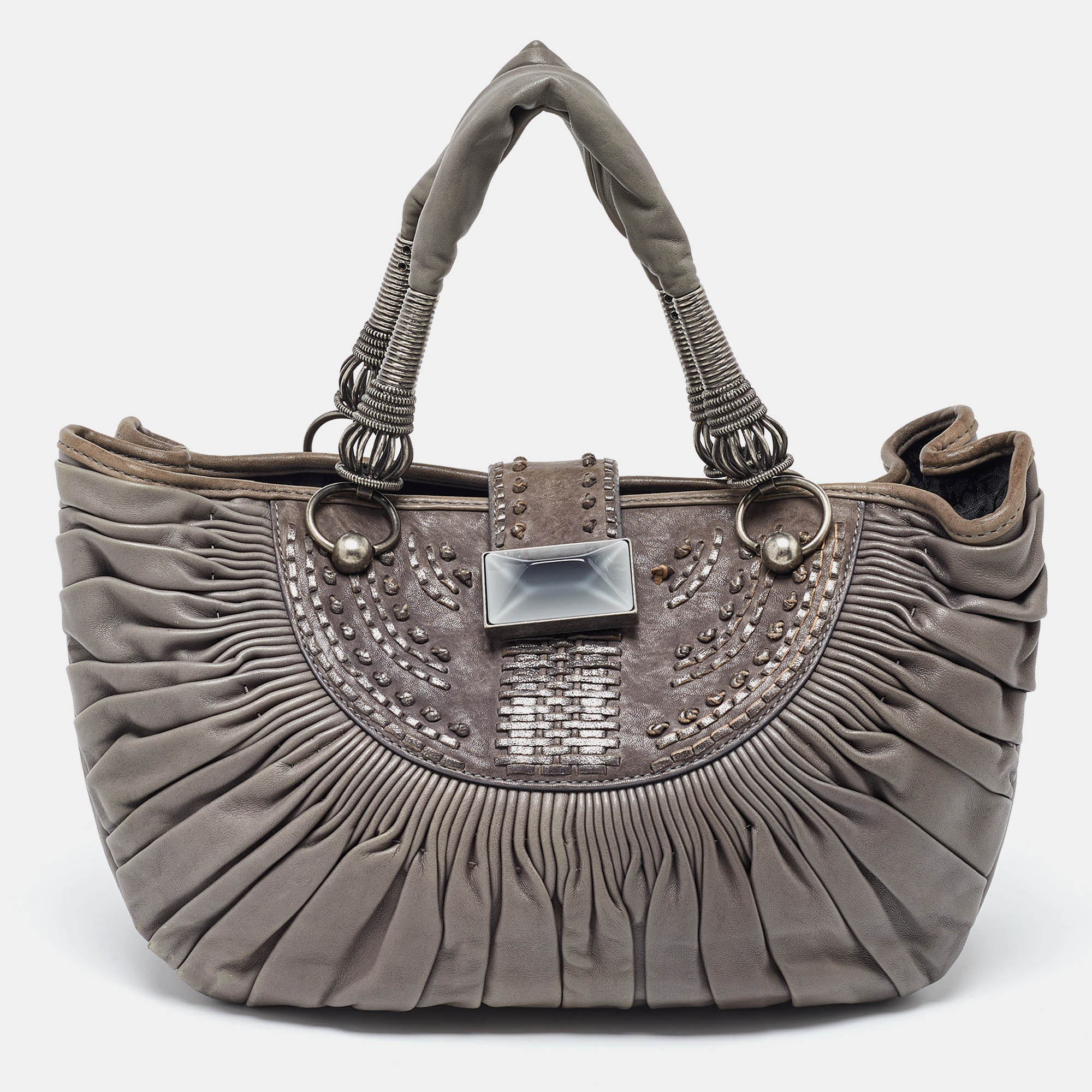 

Dior Grey Pleated Leather Plisse Tote