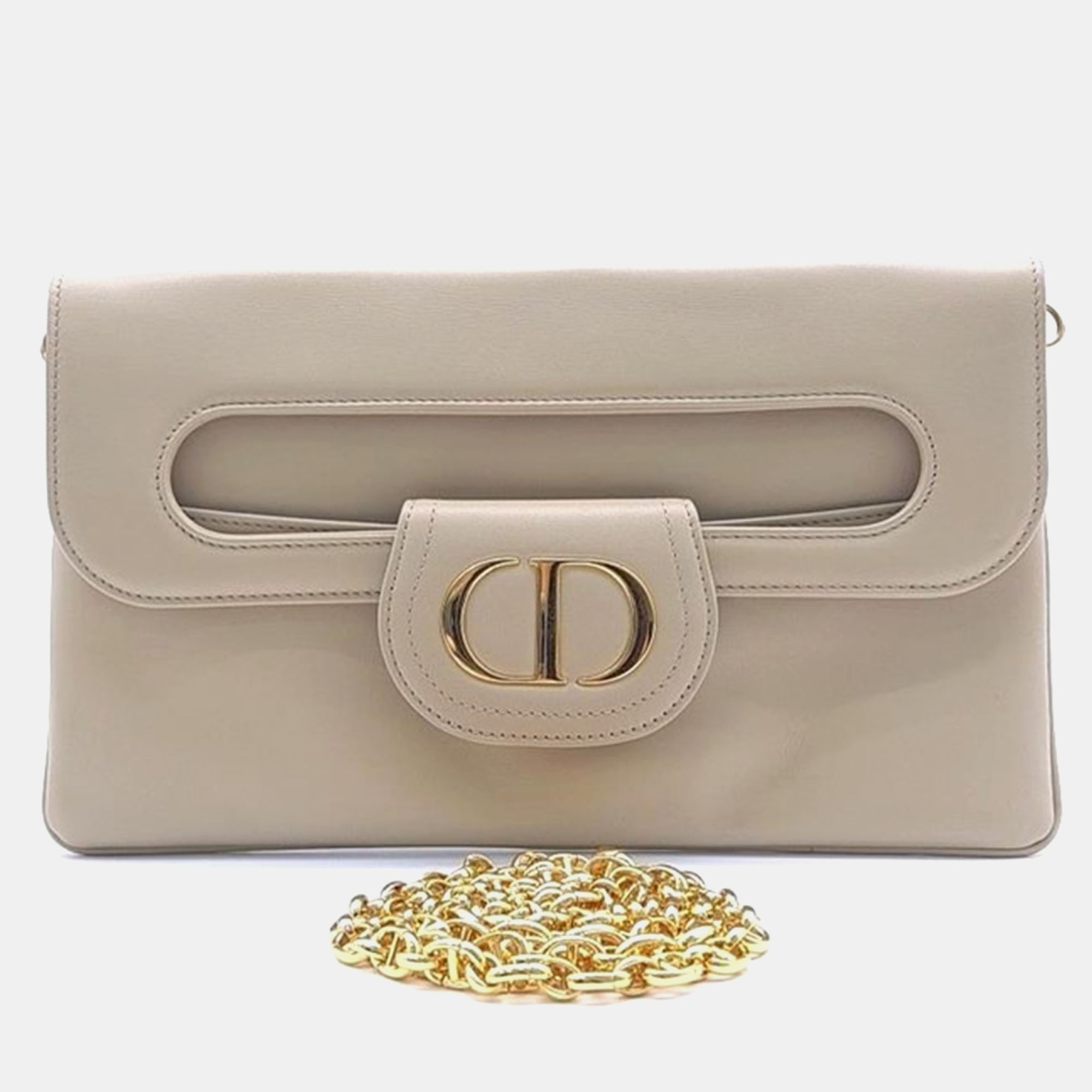 

Christian Dior Beige Leather Double Medium Clutch