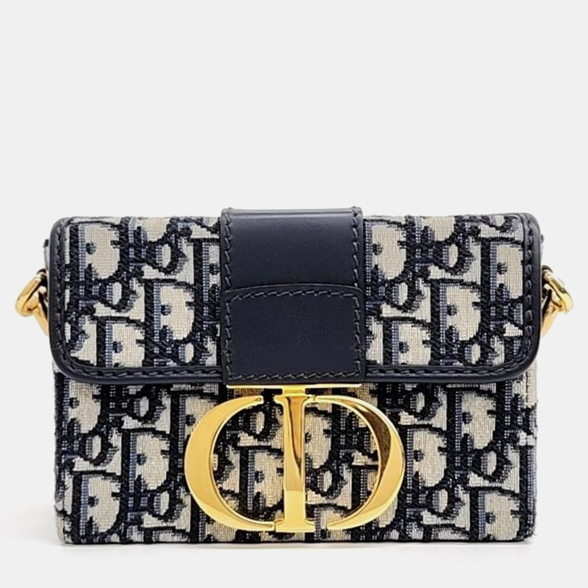 

Christian Dior Fabric Leather Oblique Montaigne 30 Shoulder Bag, Navy blue