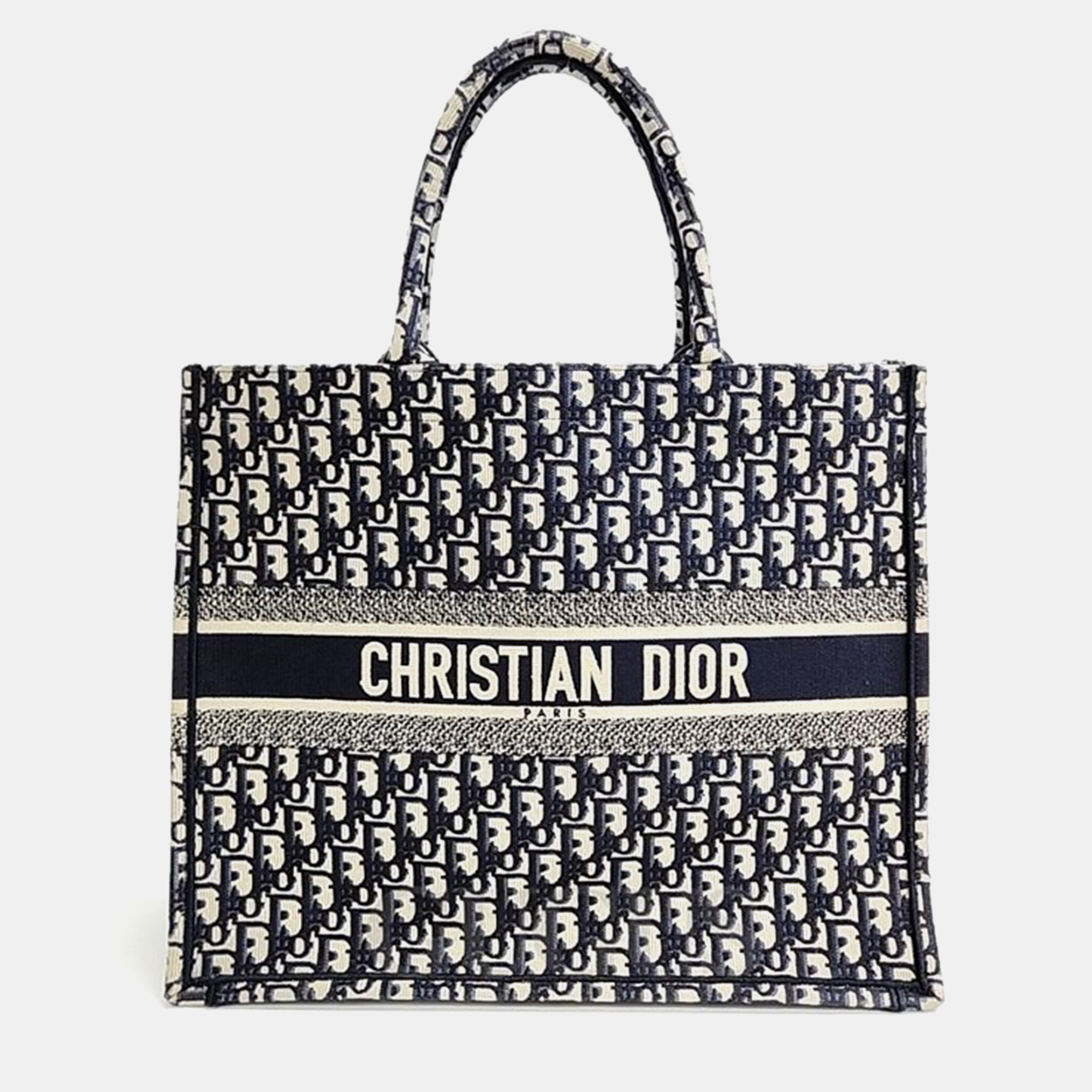 

Christian Dior Navy Blue Canvas Oblique Book Tote 42 Bag