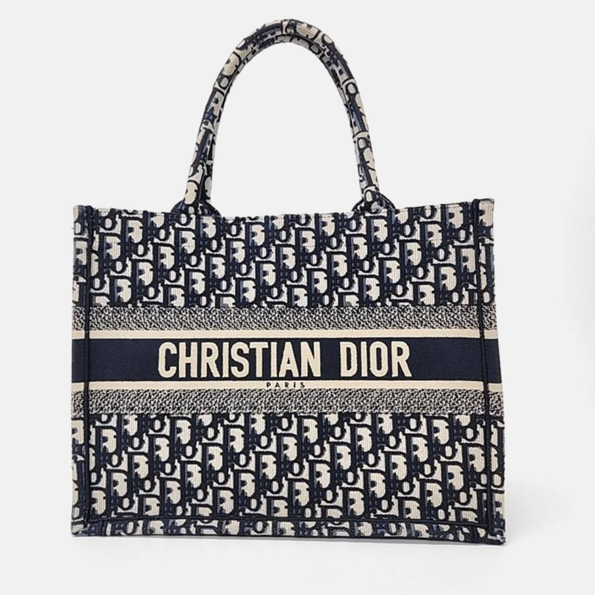 

Christian Dior Navy Blue Canvas Book Tote 36 Bag