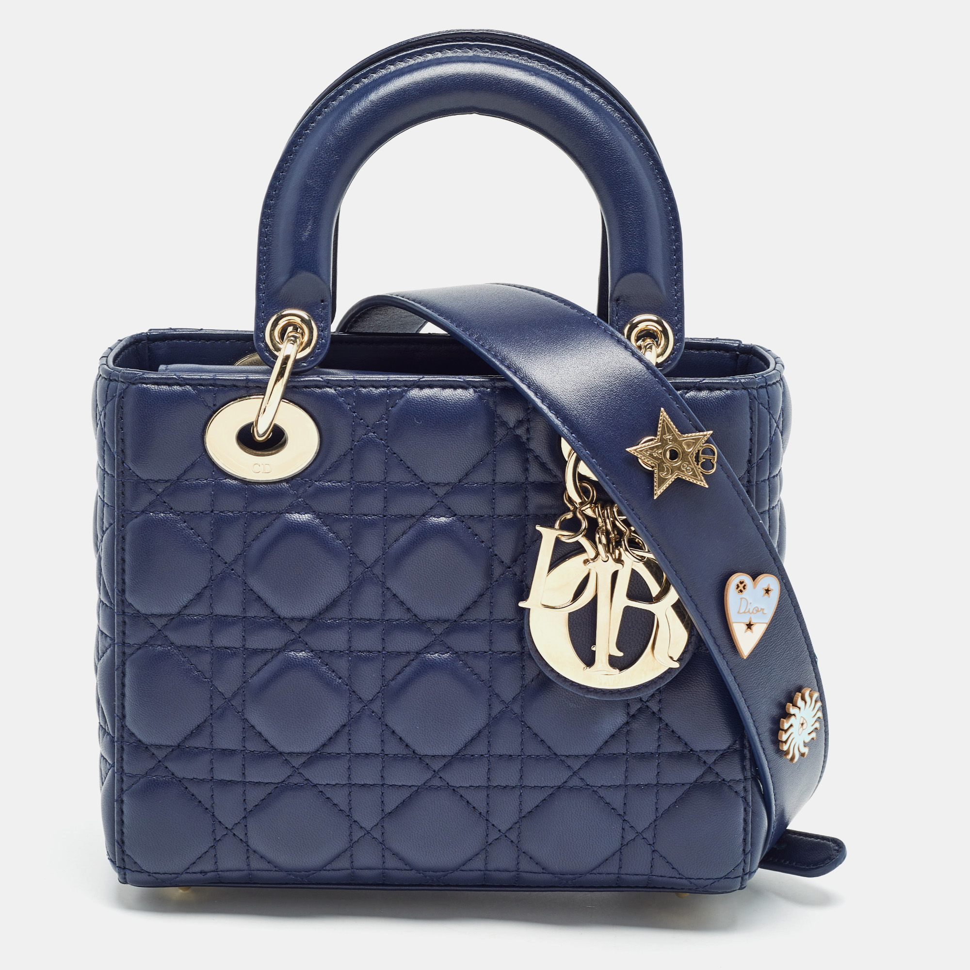 

Dior Dark Blue Cannage Leather  My ABCDior Lady Dior Tote