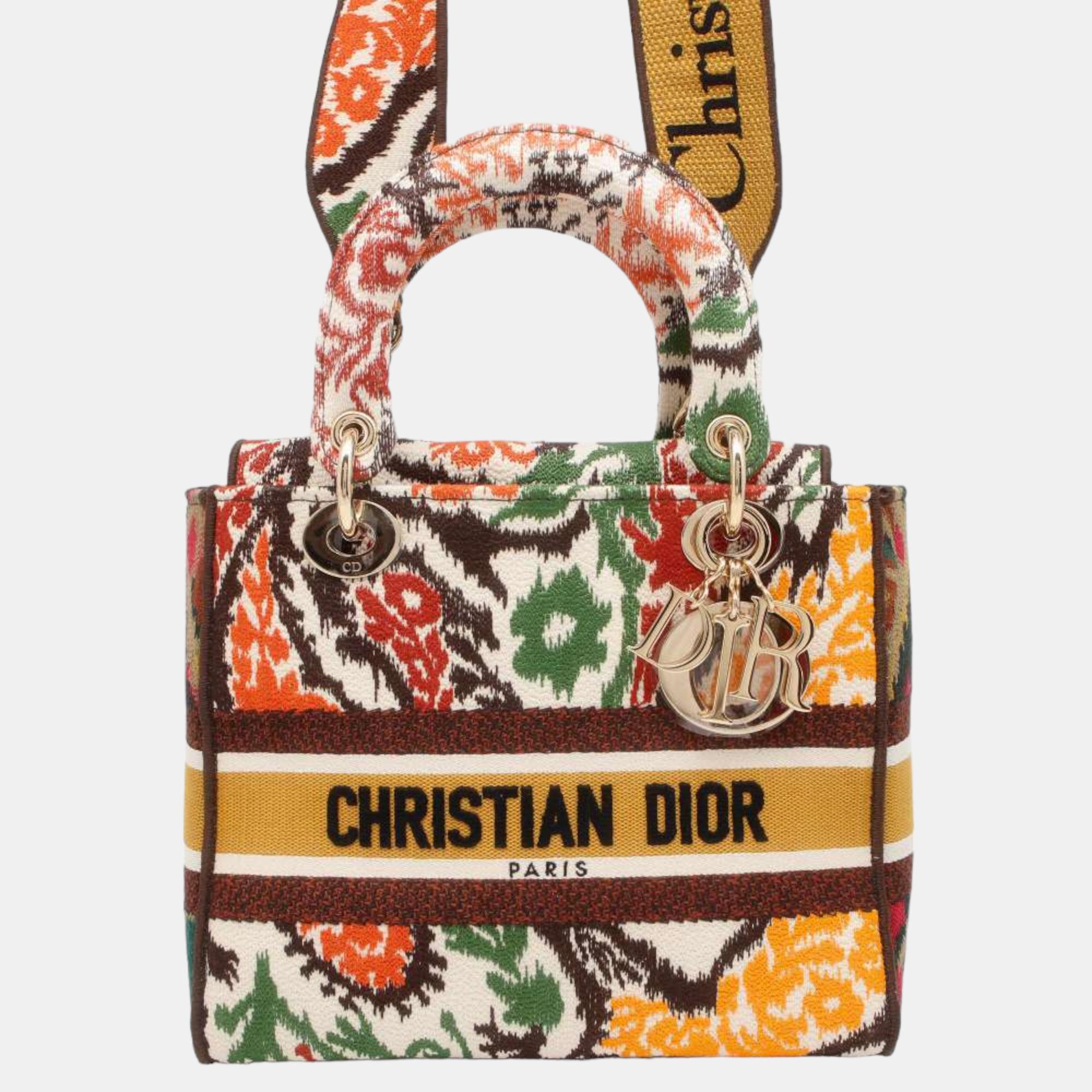 Pre-owned Dior Multicolor Canvas Lady D-lite Medium Bag