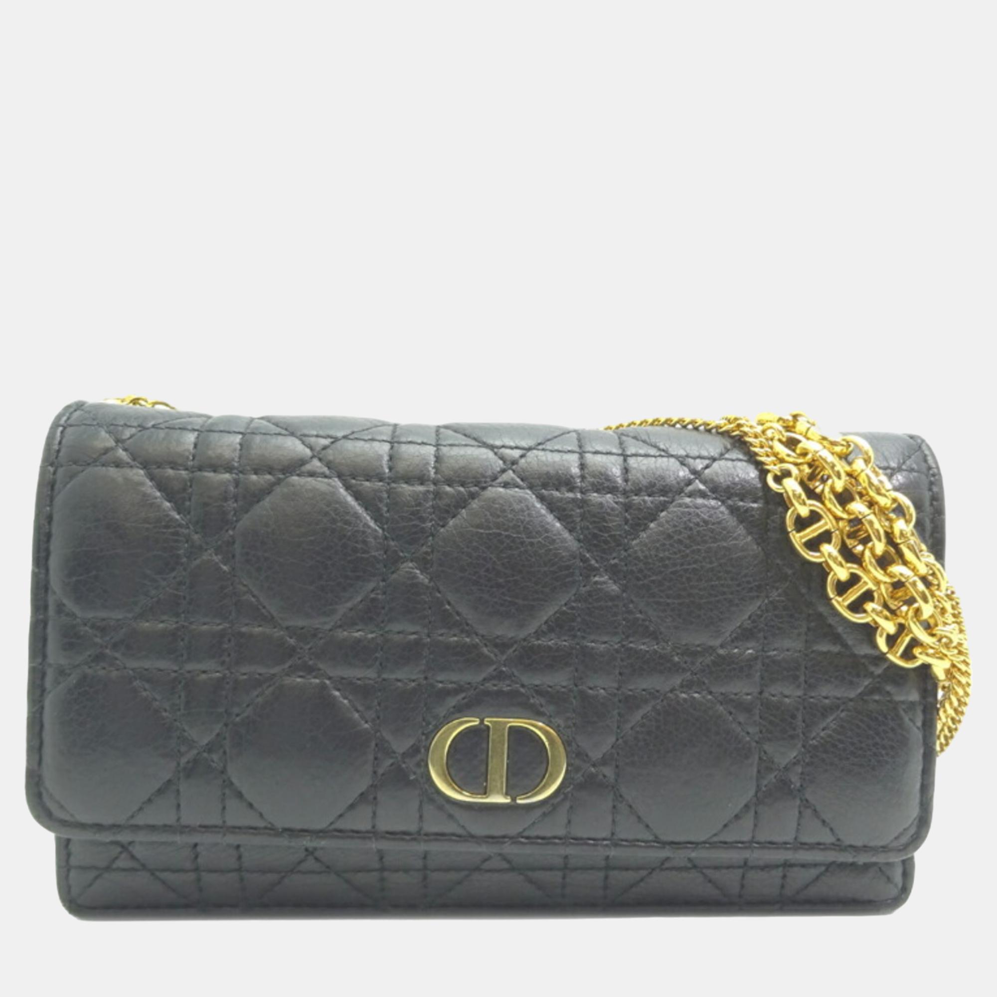 

Dior Black Leather Caro Wallet On Chain