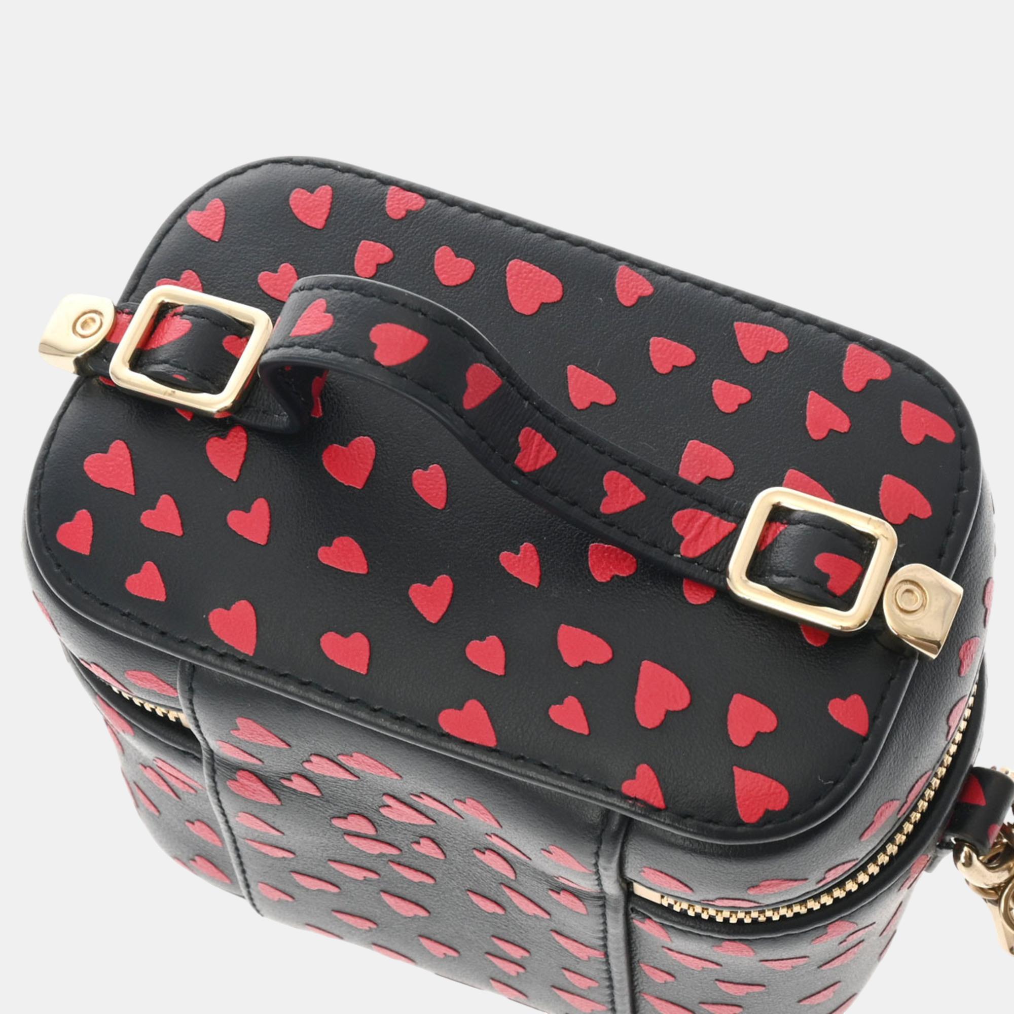 Dior Navy Blue/Red Leather Lady Dior Heart Micro Vanity Case 