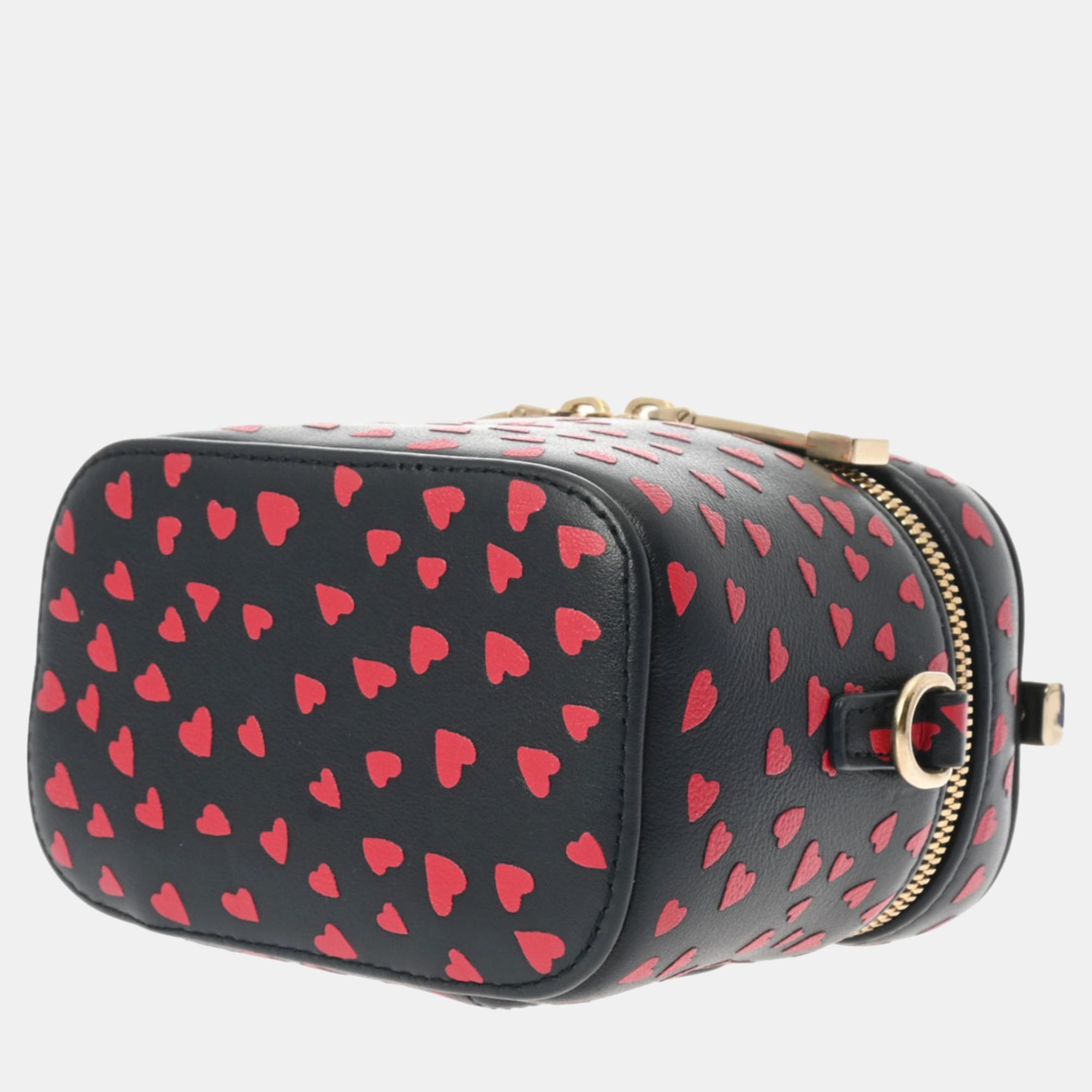Dior Navy Blue/Red Leather Lady Dior Heart Micro Vanity Case 