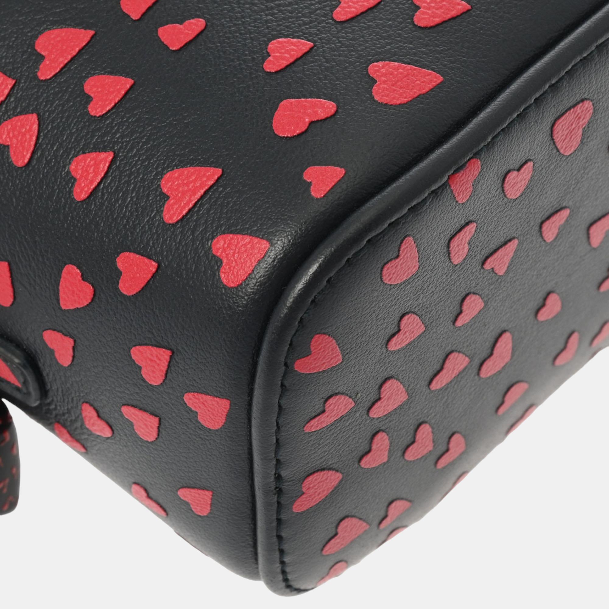Dior Navy Blue/Red Leather Lady Dior Heart Micro Vanity Case 