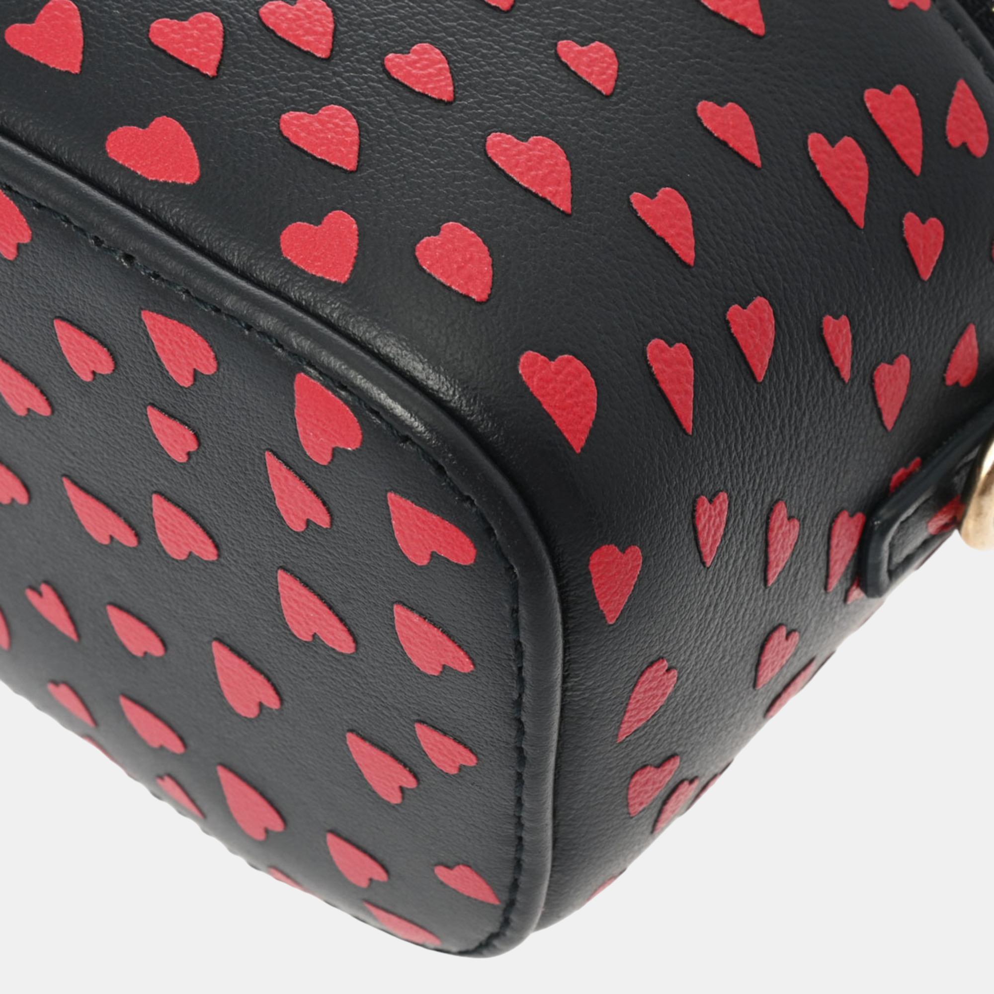 Dior Navy Blue/Red Leather Lady Dior Heart Micro Vanity Case 