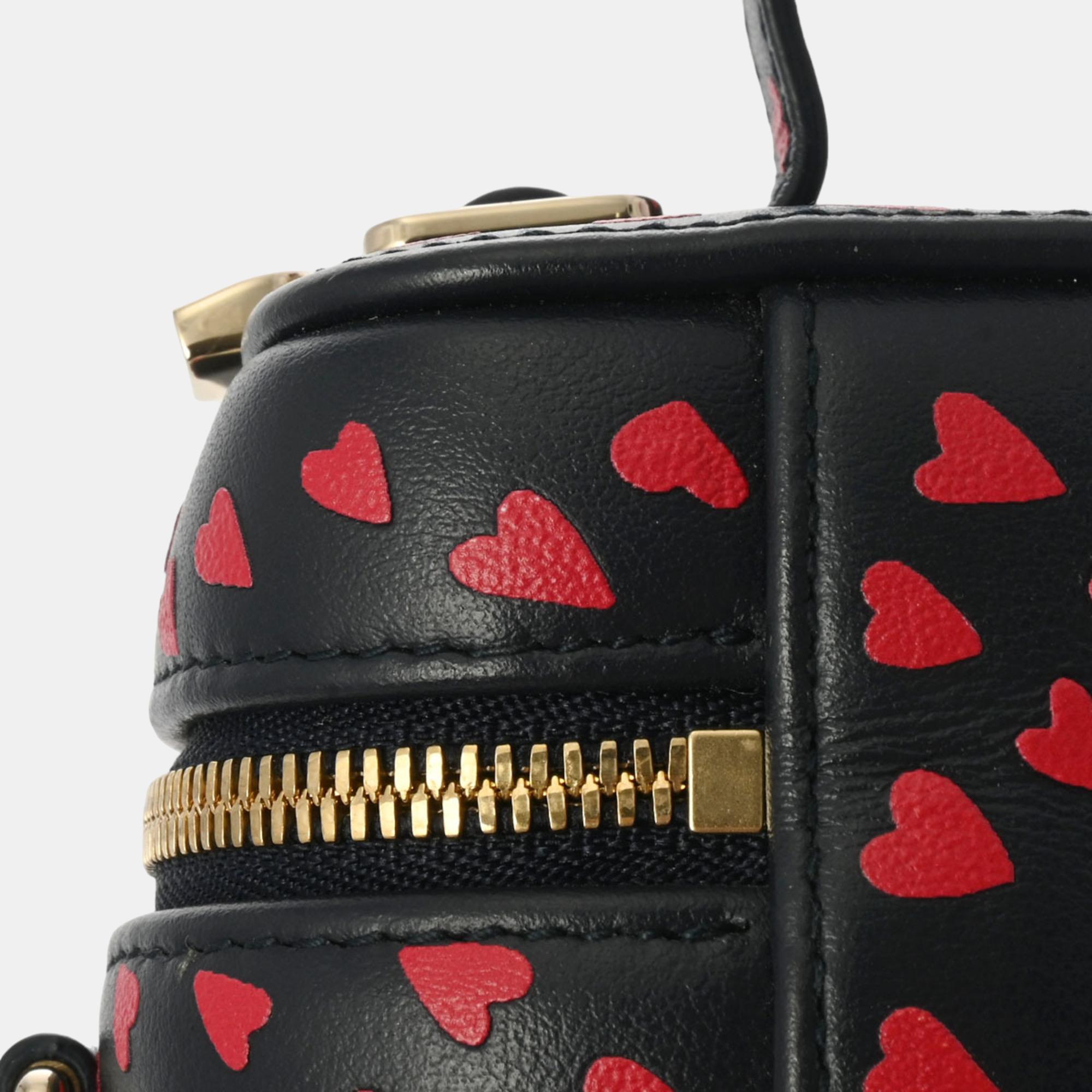 Dior Navy Blue/Red Leather Lady Dior Heart Micro Vanity Case 