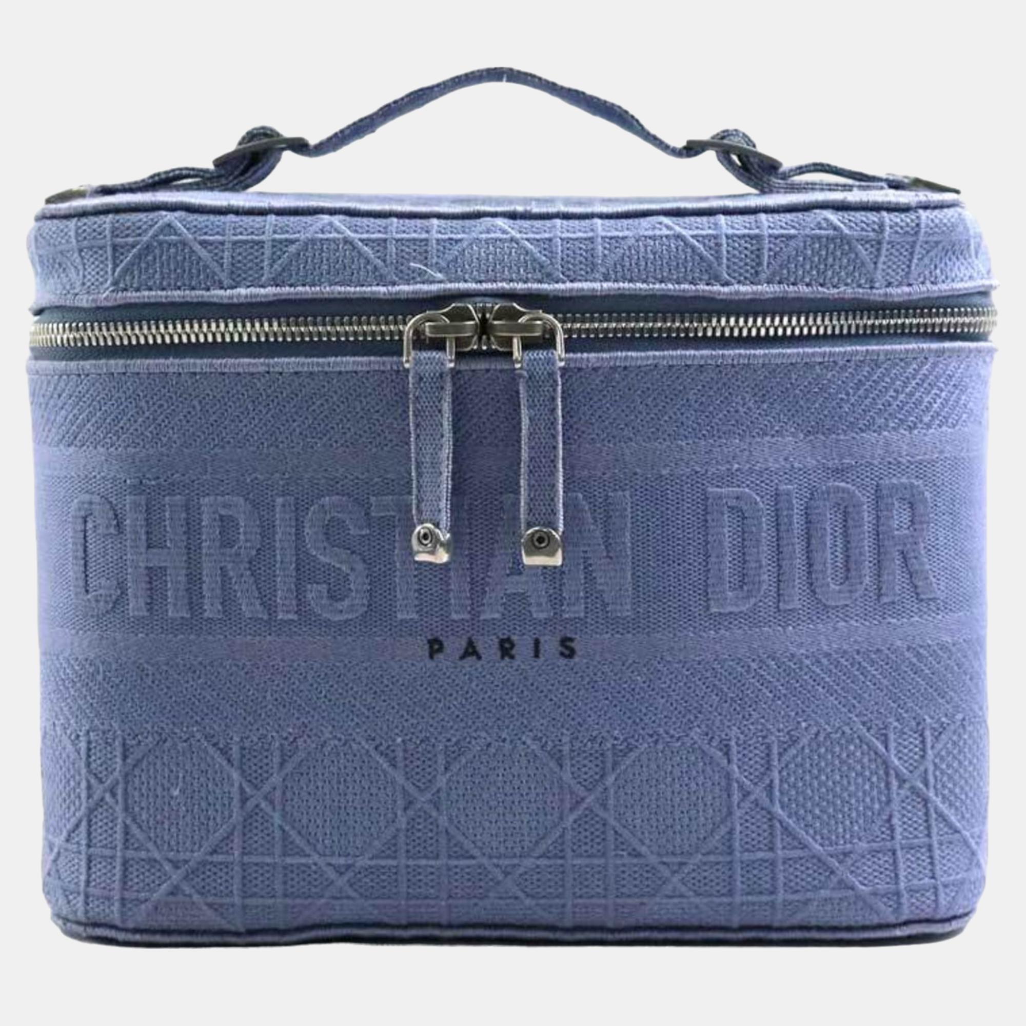 

Dior Blue Cannage Embroidery Canvas DiorTravel Vanity Case Bag