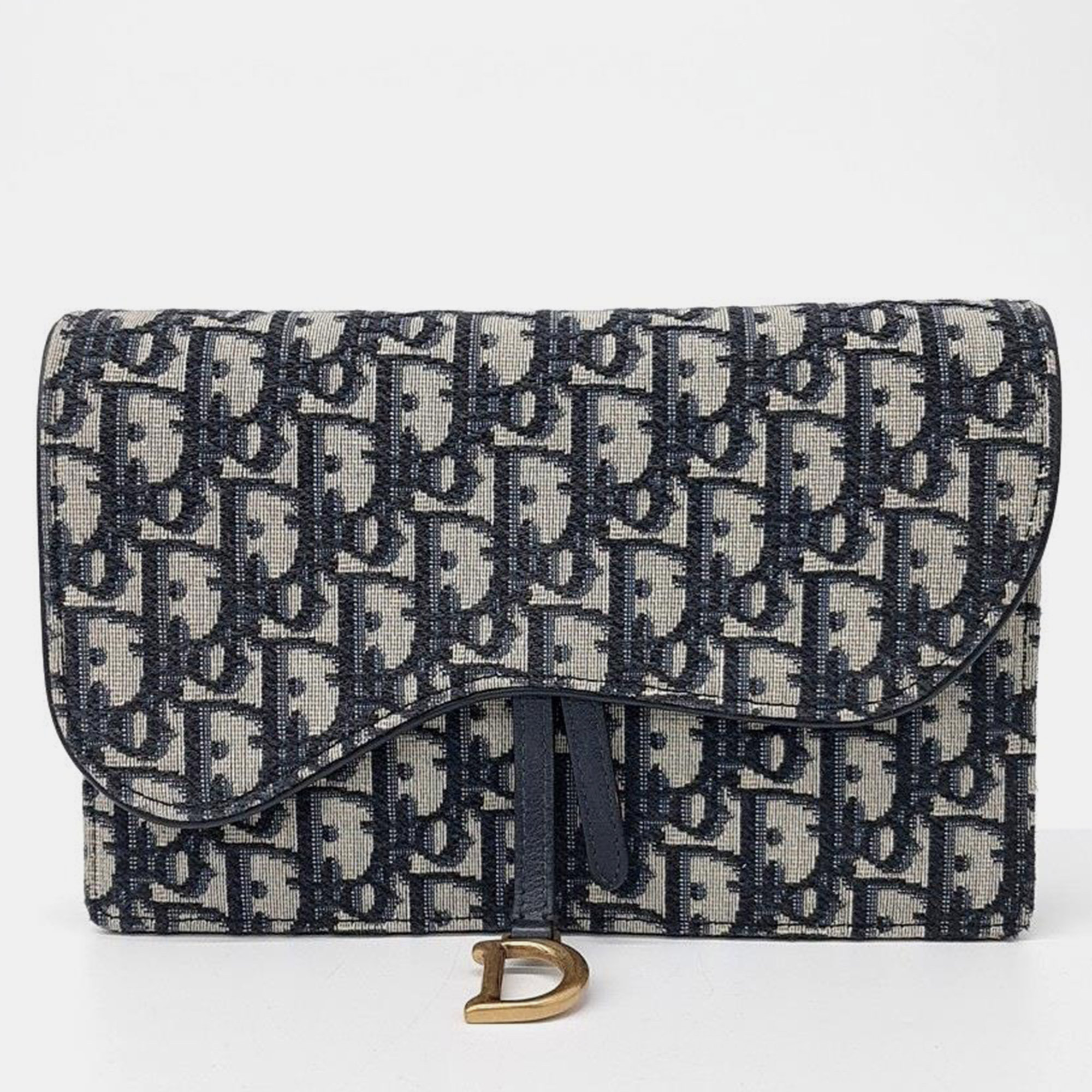 

Christian Dior Oblique Saddle Chain Crossbody Bag, Navy blue