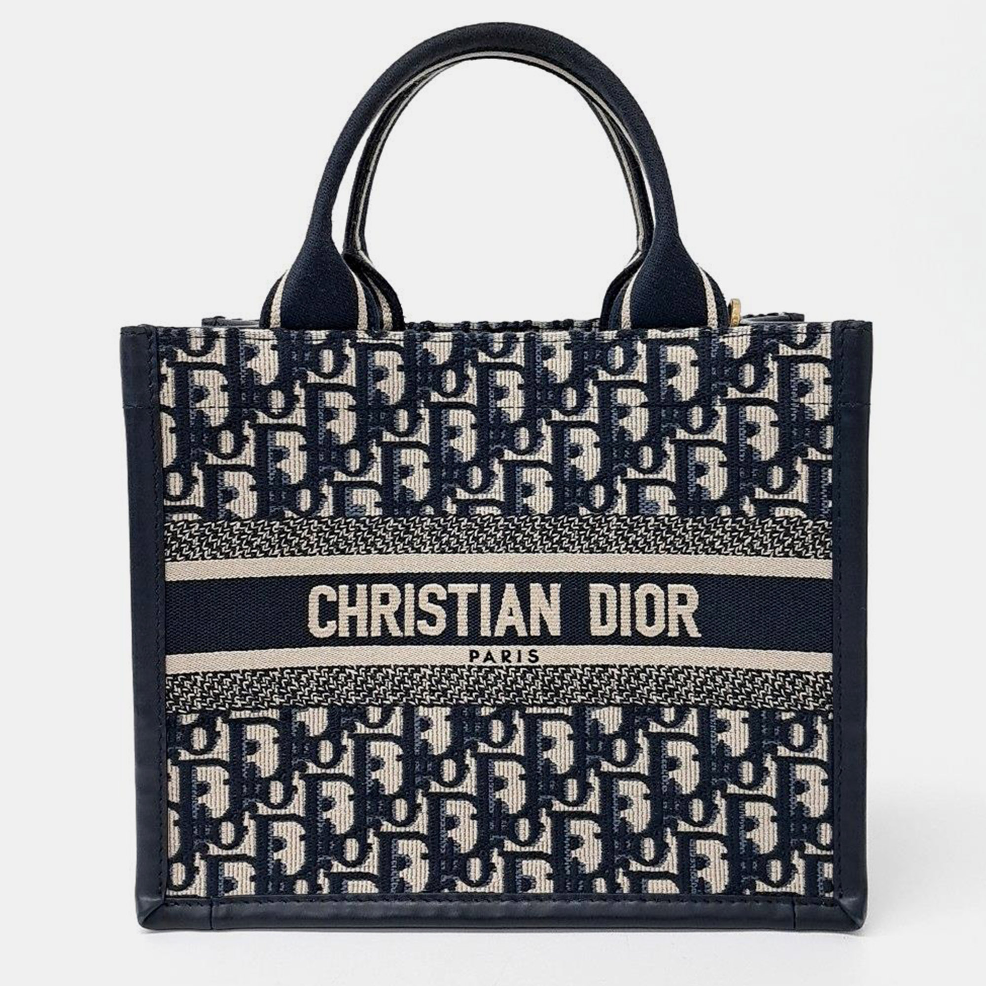 Pre-owned Dior Oblique Book Small Tote Bag In Navy Blue