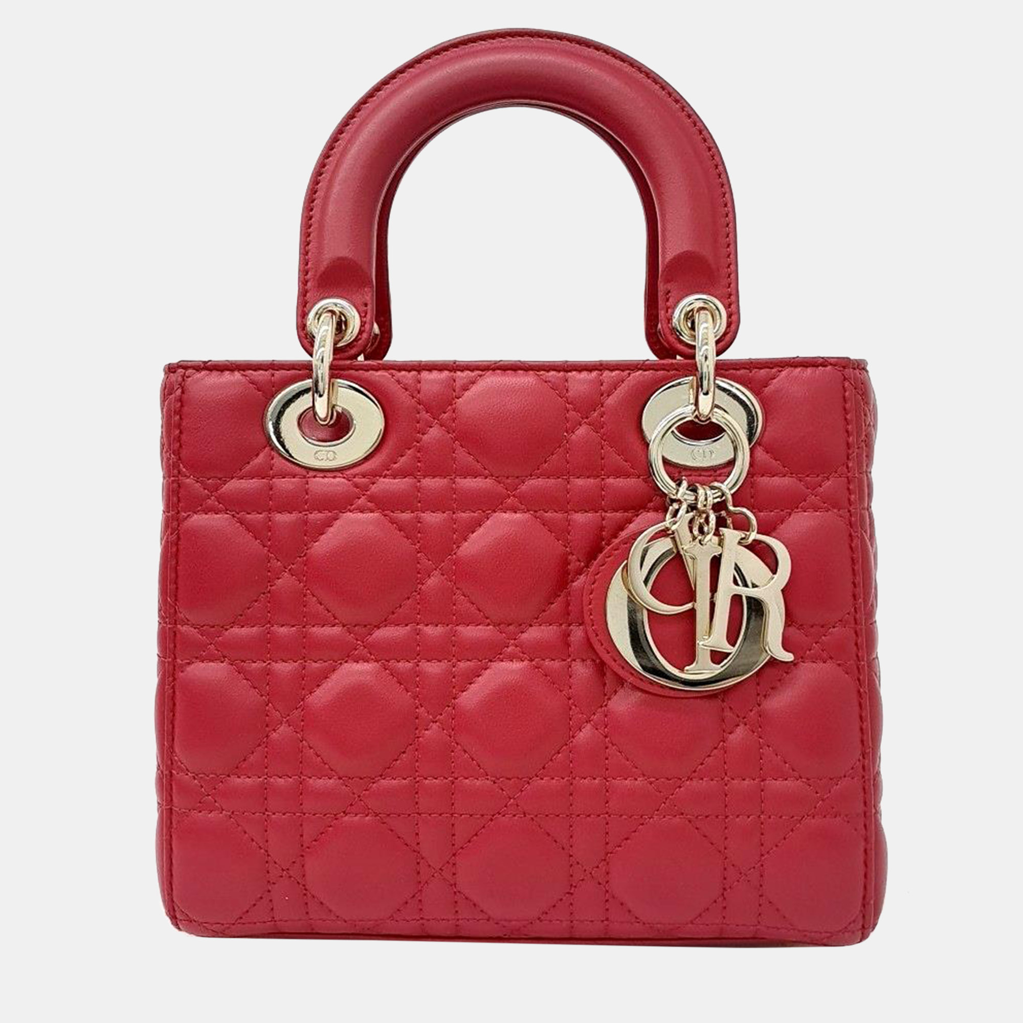 Pre-owned Dior Cannage Lady Small Bag In Red