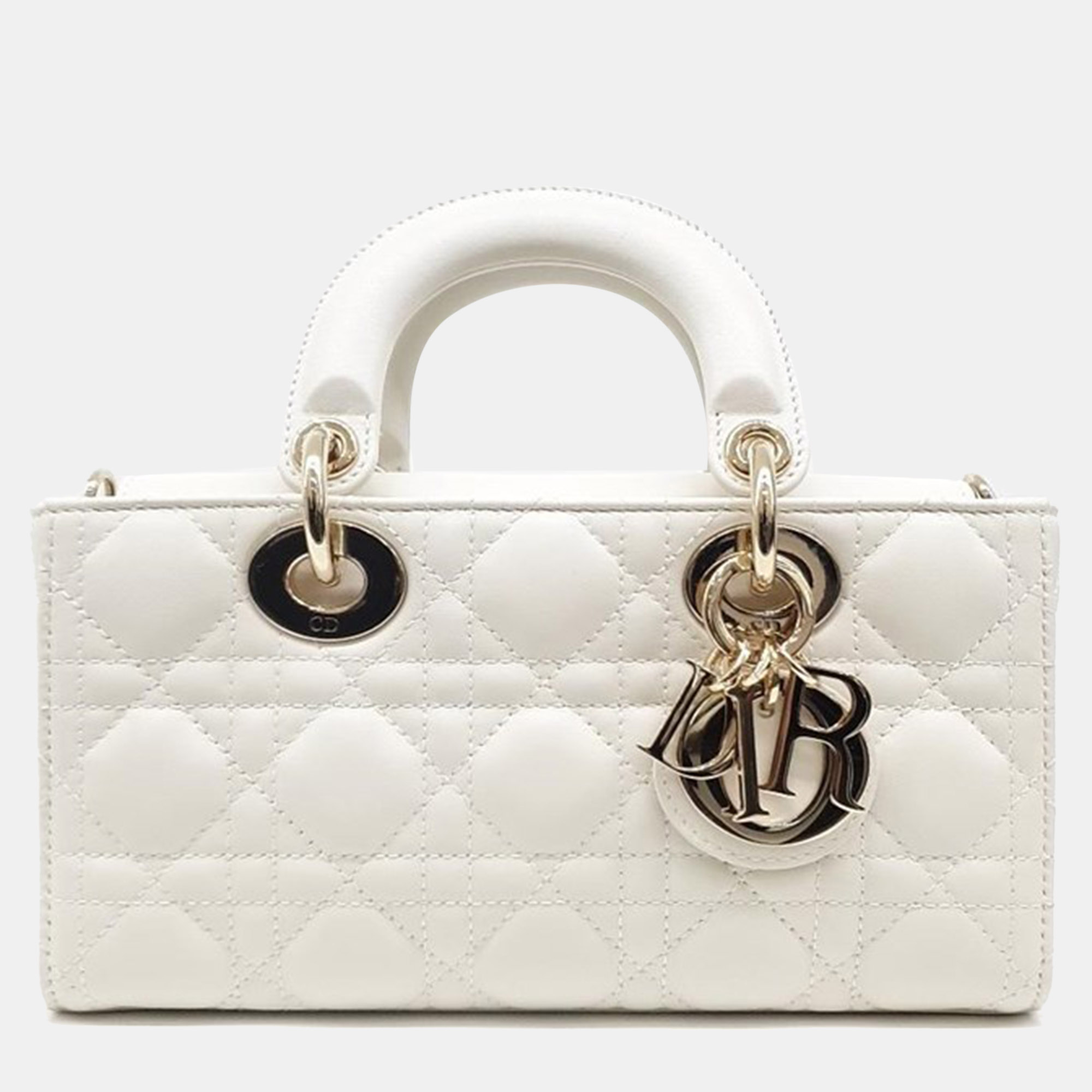 Pre-owned Dior Christian  Lady D-joy Medium Bag In White