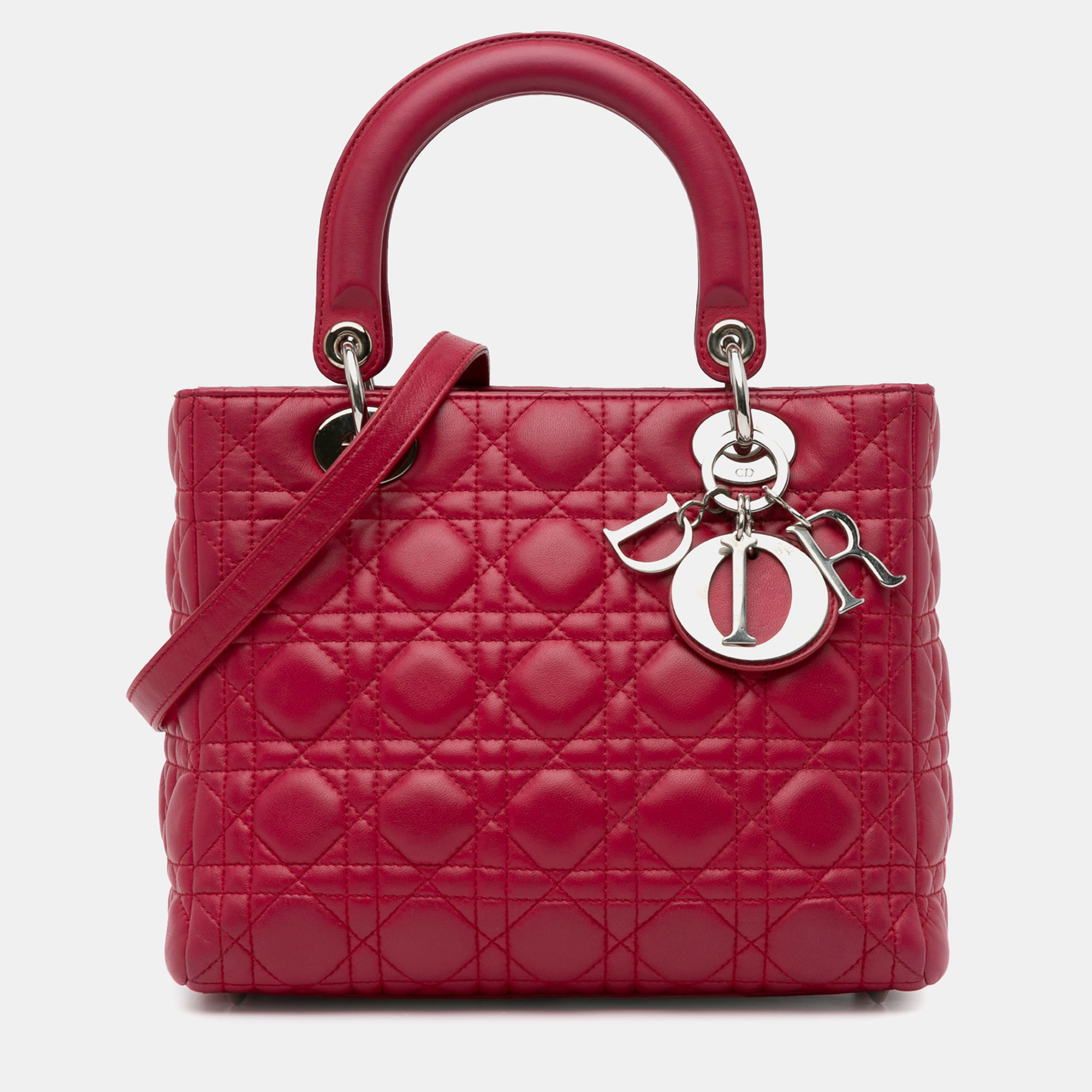 

Dior Medium Lambskin Cannage Lady Dior, Red