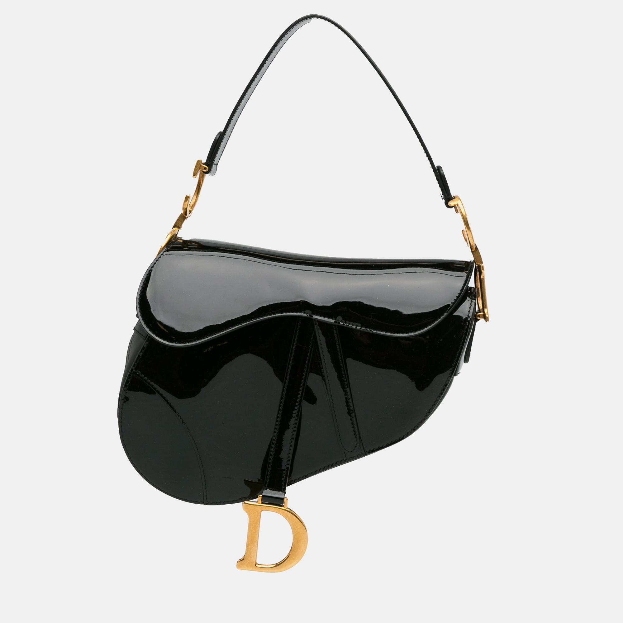 

Dior Medium Patent Saddle Bag, Black