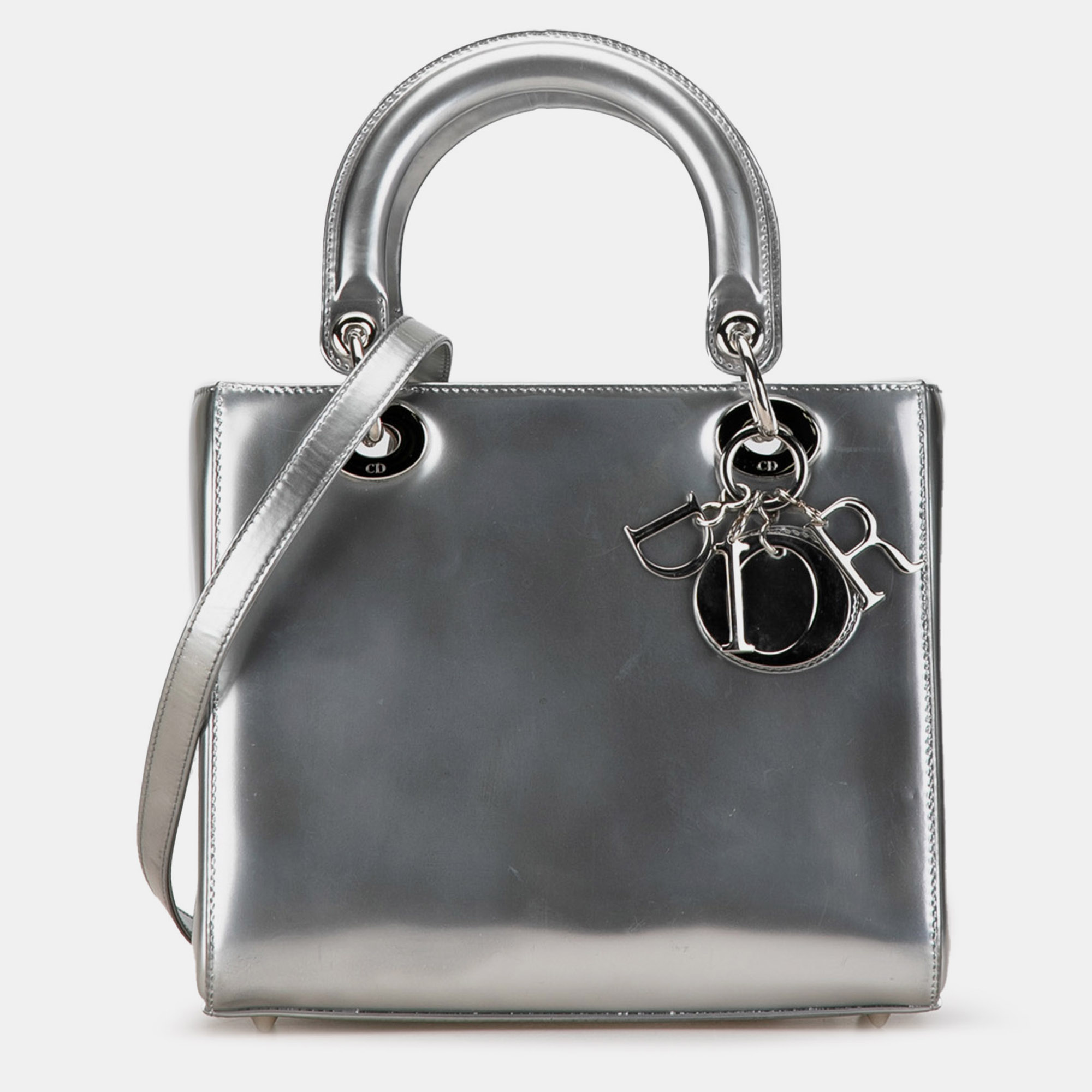 

Dior Medium Metallic Patent Lady Dior, Silver