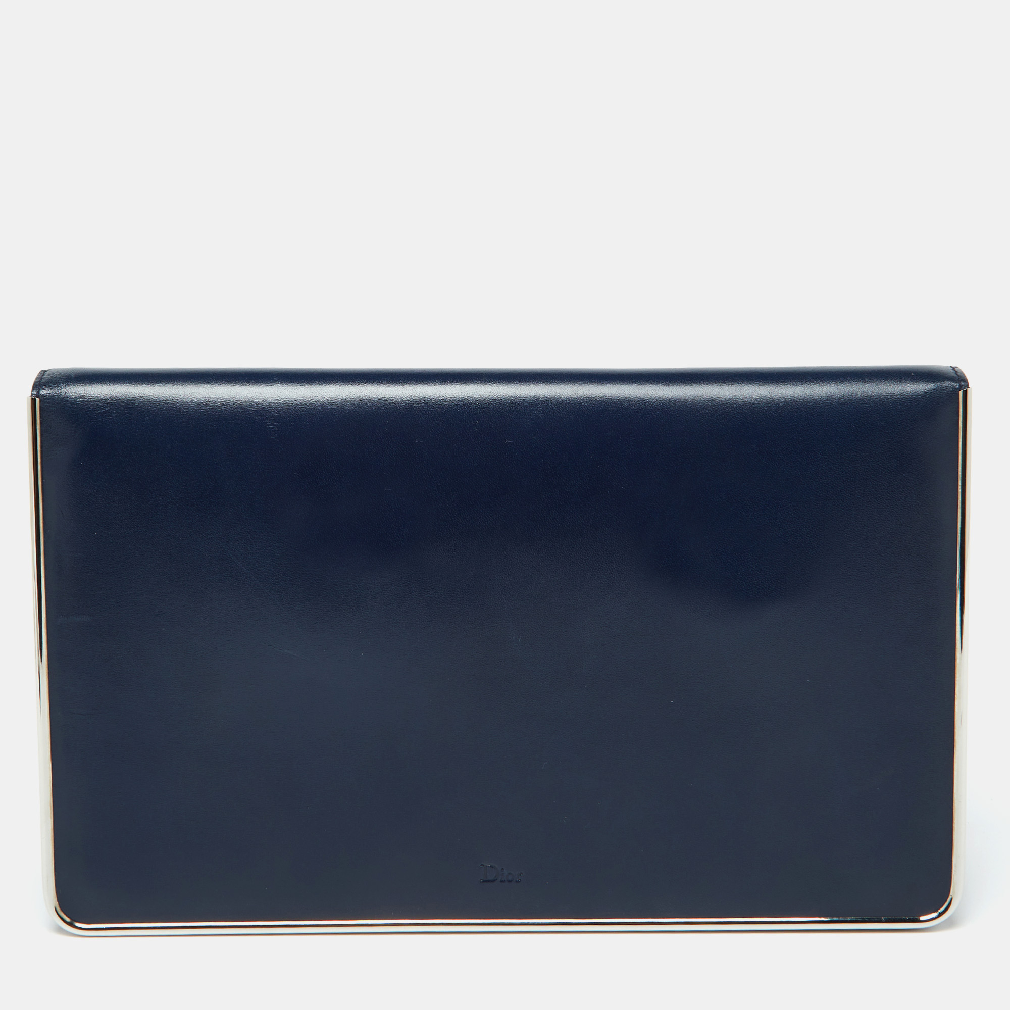 

Dior Blue Leather Metal Flap Clutch