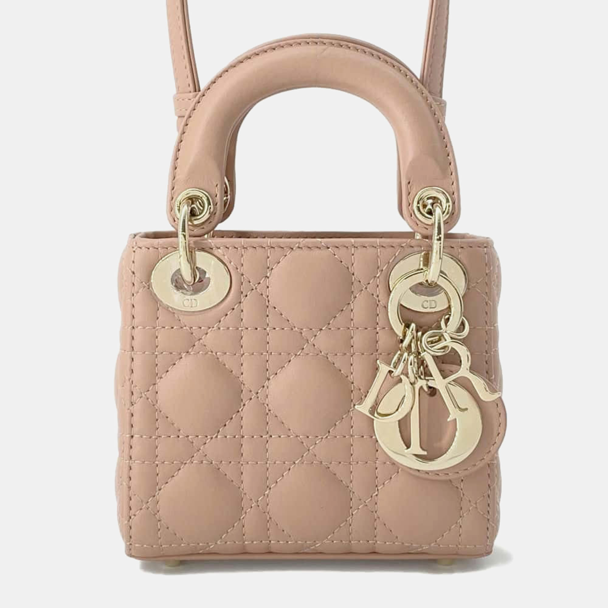 

Dior Pink Leather Micro Lady Dior Top Handle Bag