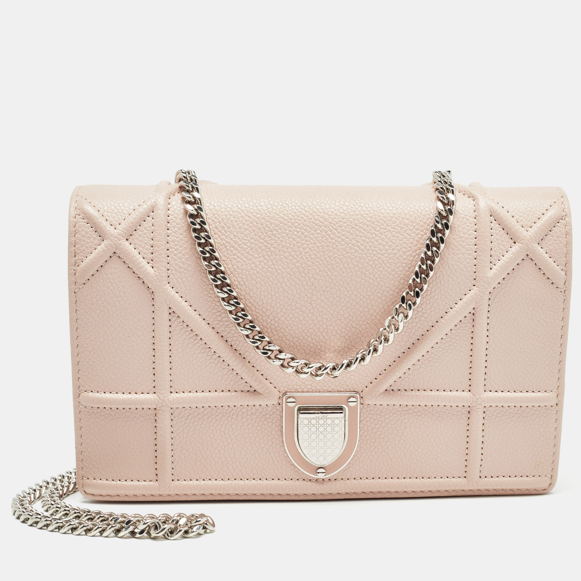 

Dior Light Pink Leather Diorama Wallet on Chain