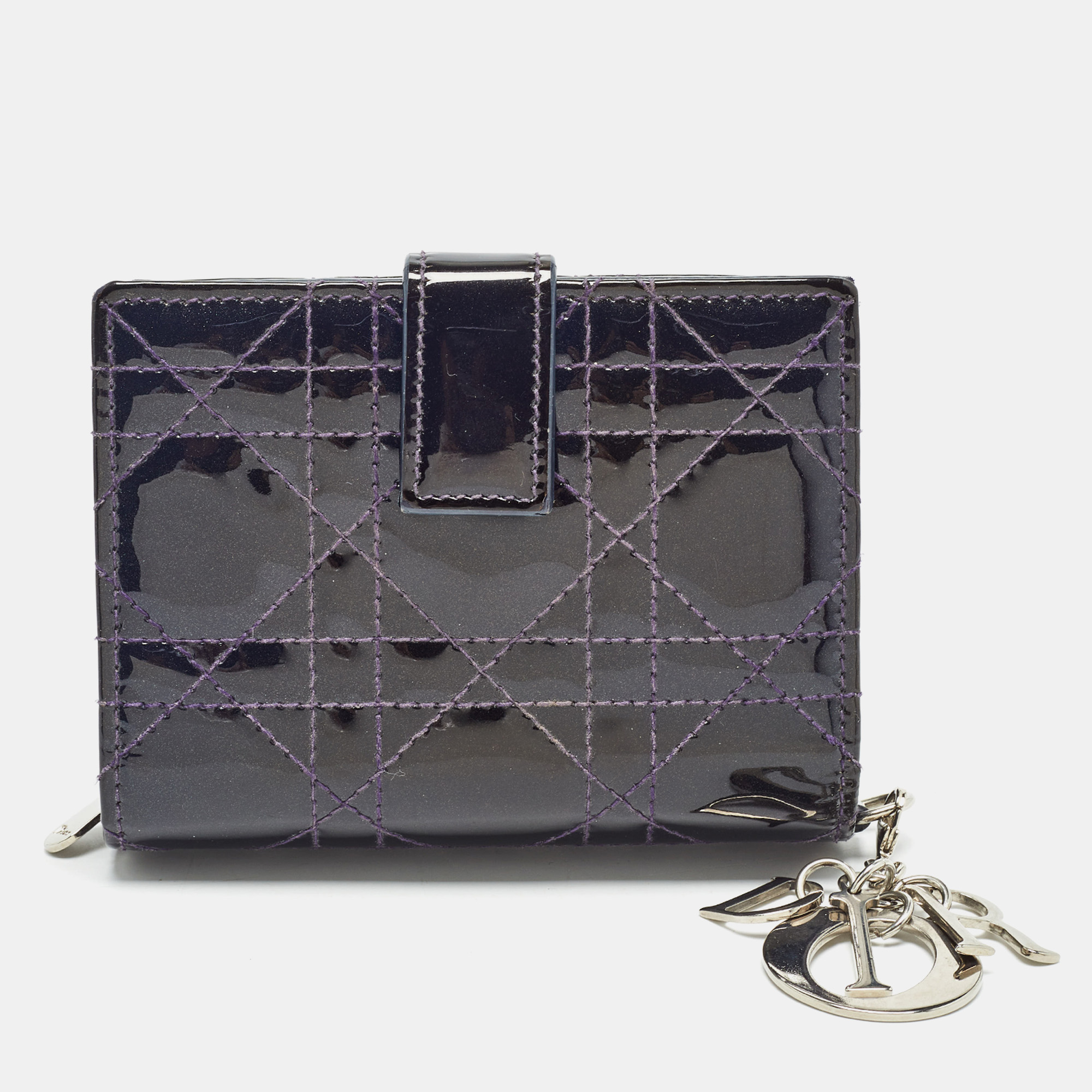 

Dior Purple Cannage Patent Leather Lady Dior 5 Gusset Card Holder