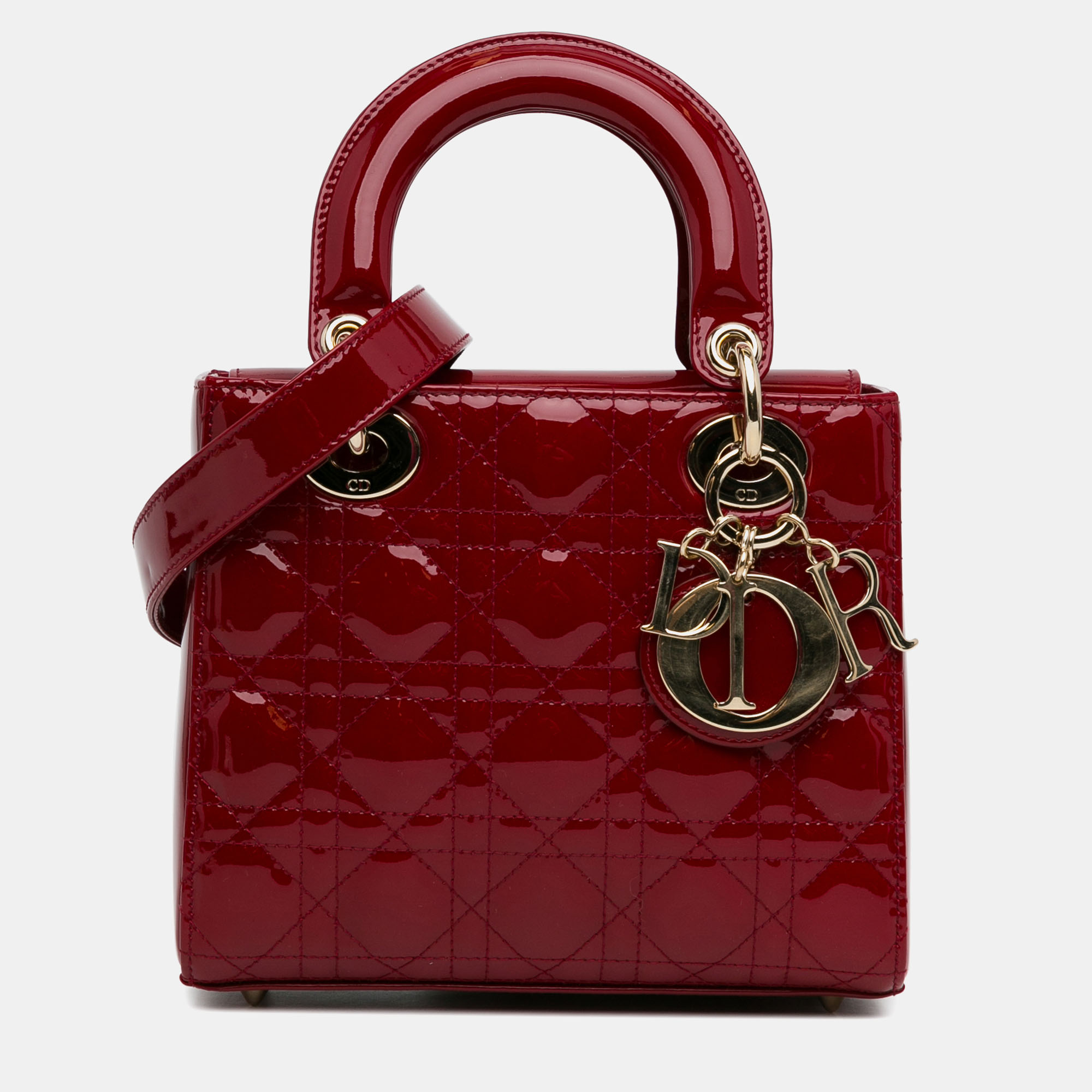 

Dior Small Patent Cannage Lady Dior, Red