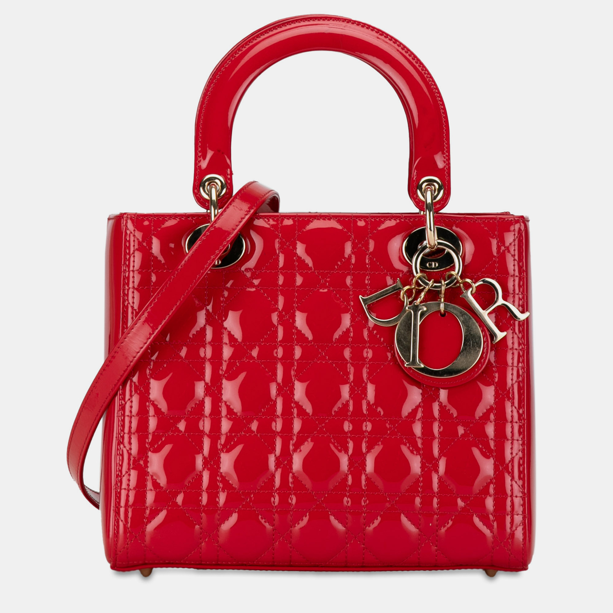 

Dior Medium Patent Cannage Lady Dior Bag, Red