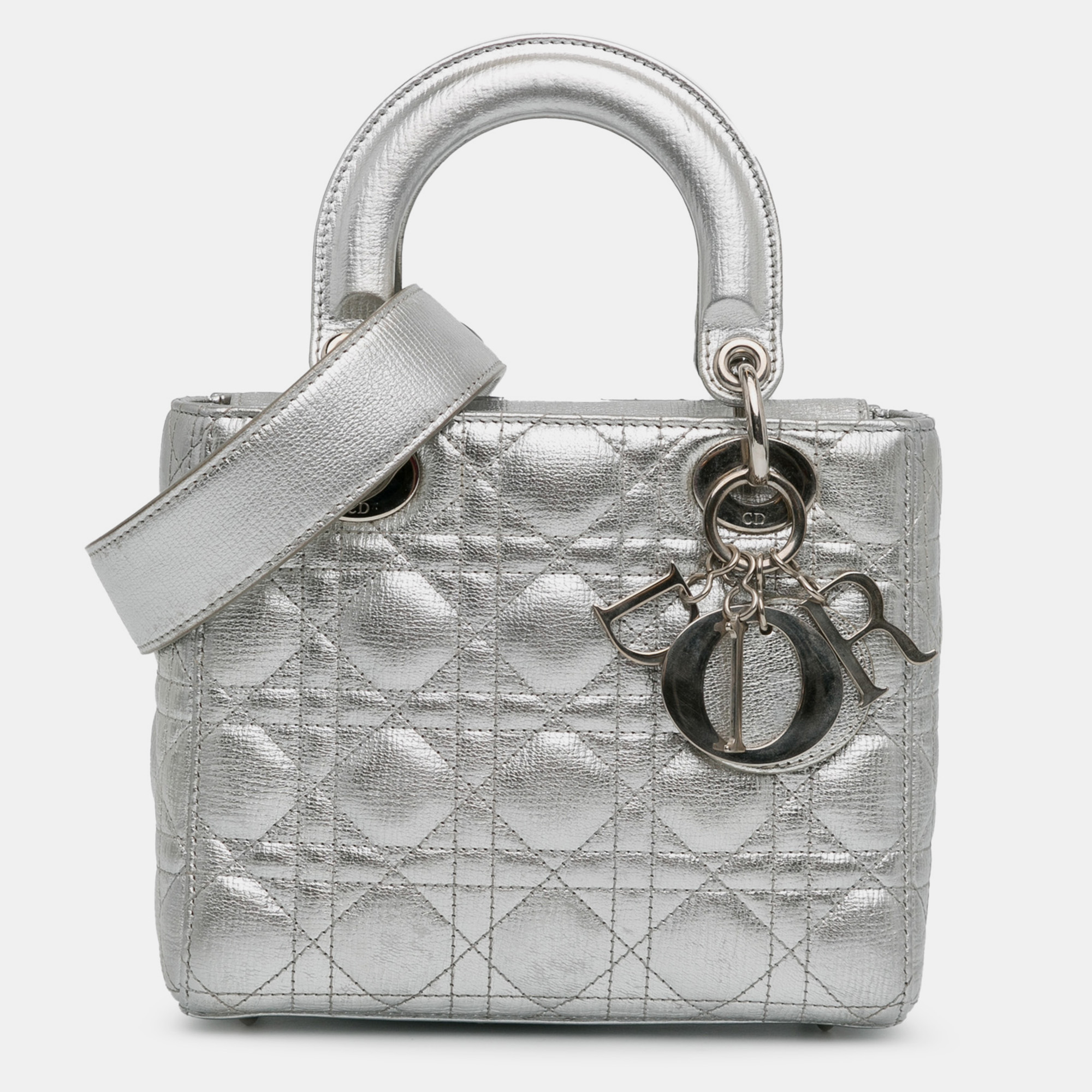 

Dior Small Lambskin Cannage My Lady Dior Lucky Badges Bag, Silver