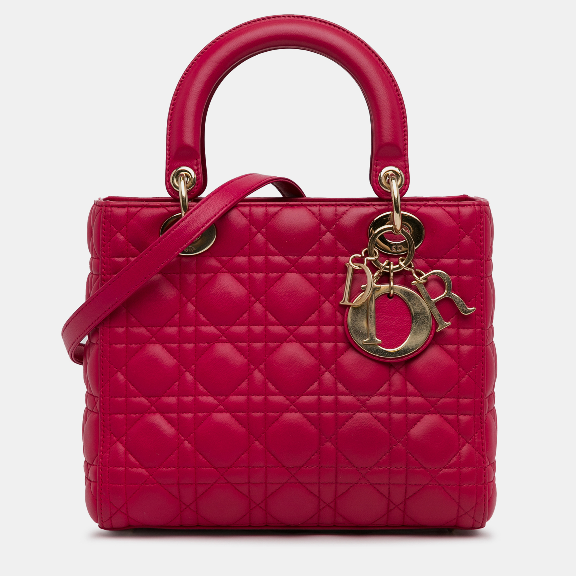 

Dior Medium Lambskin Cannage Lady Dior, Pink