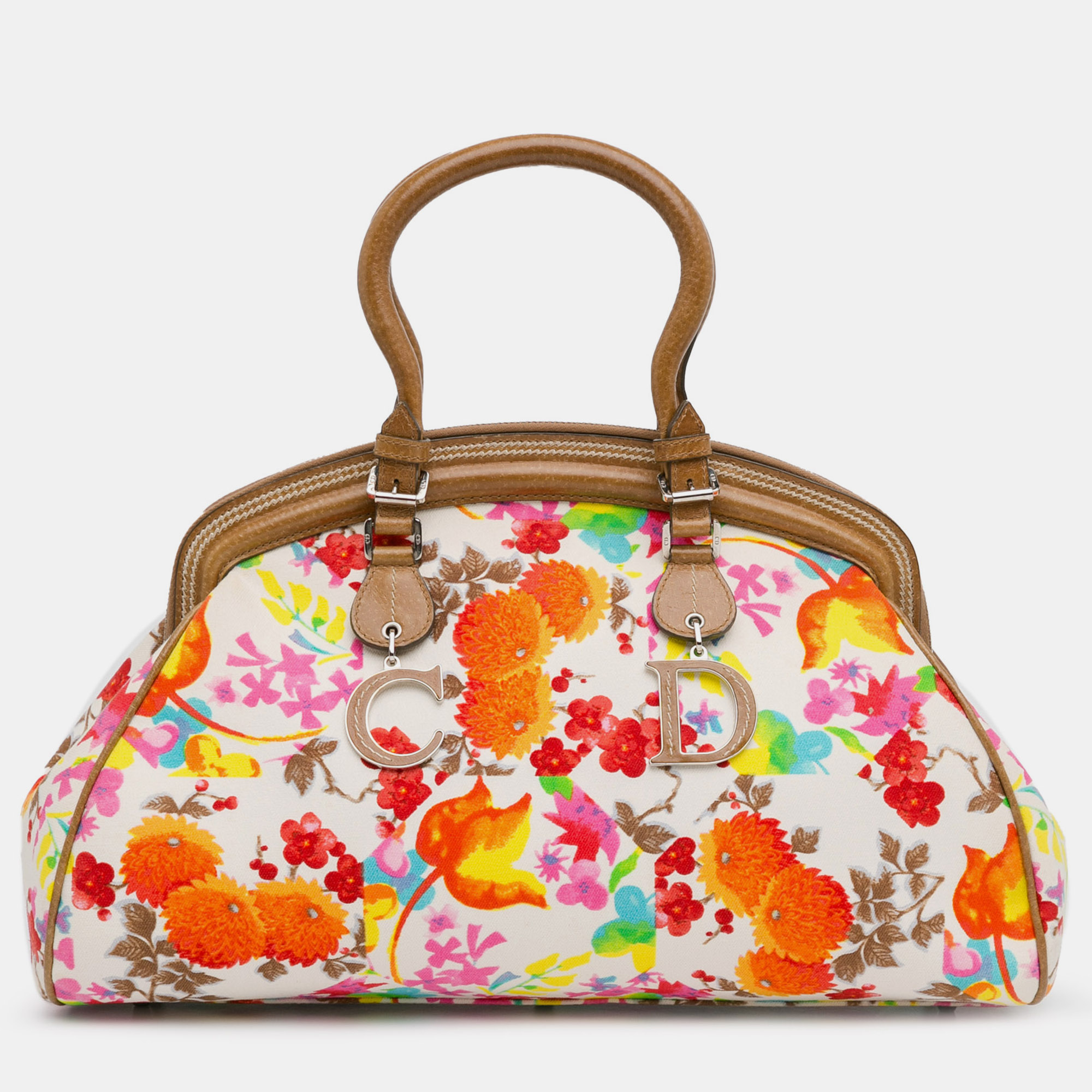 

Dior Floral Canvas Detective Bag, White