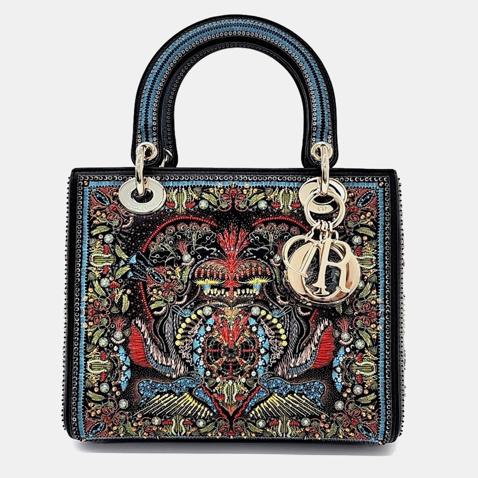 

Dior Black Lady Dior Medium Handbag, Multicolor