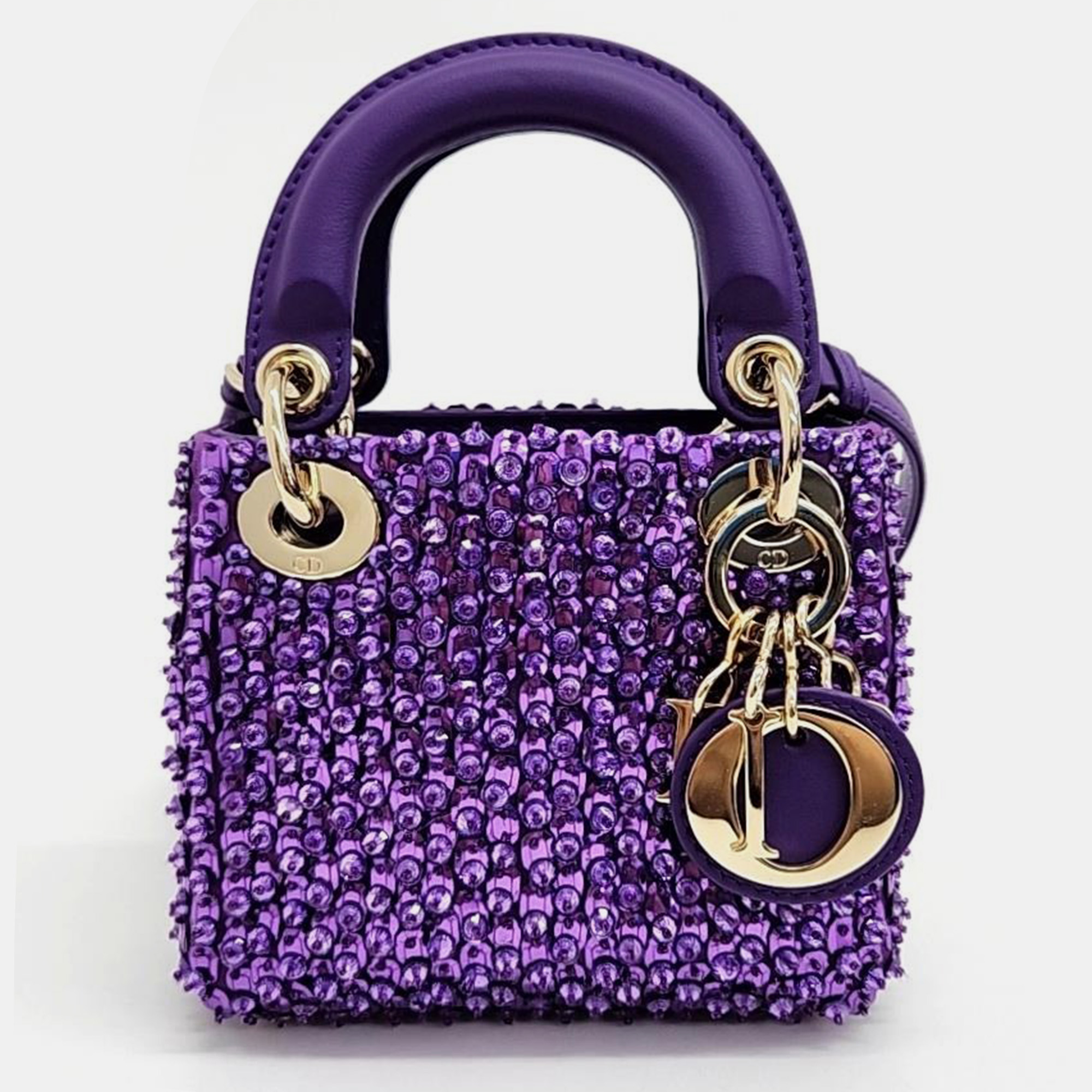 

Dior Purple Sequin Cannage Lady Dior Micro Handbag