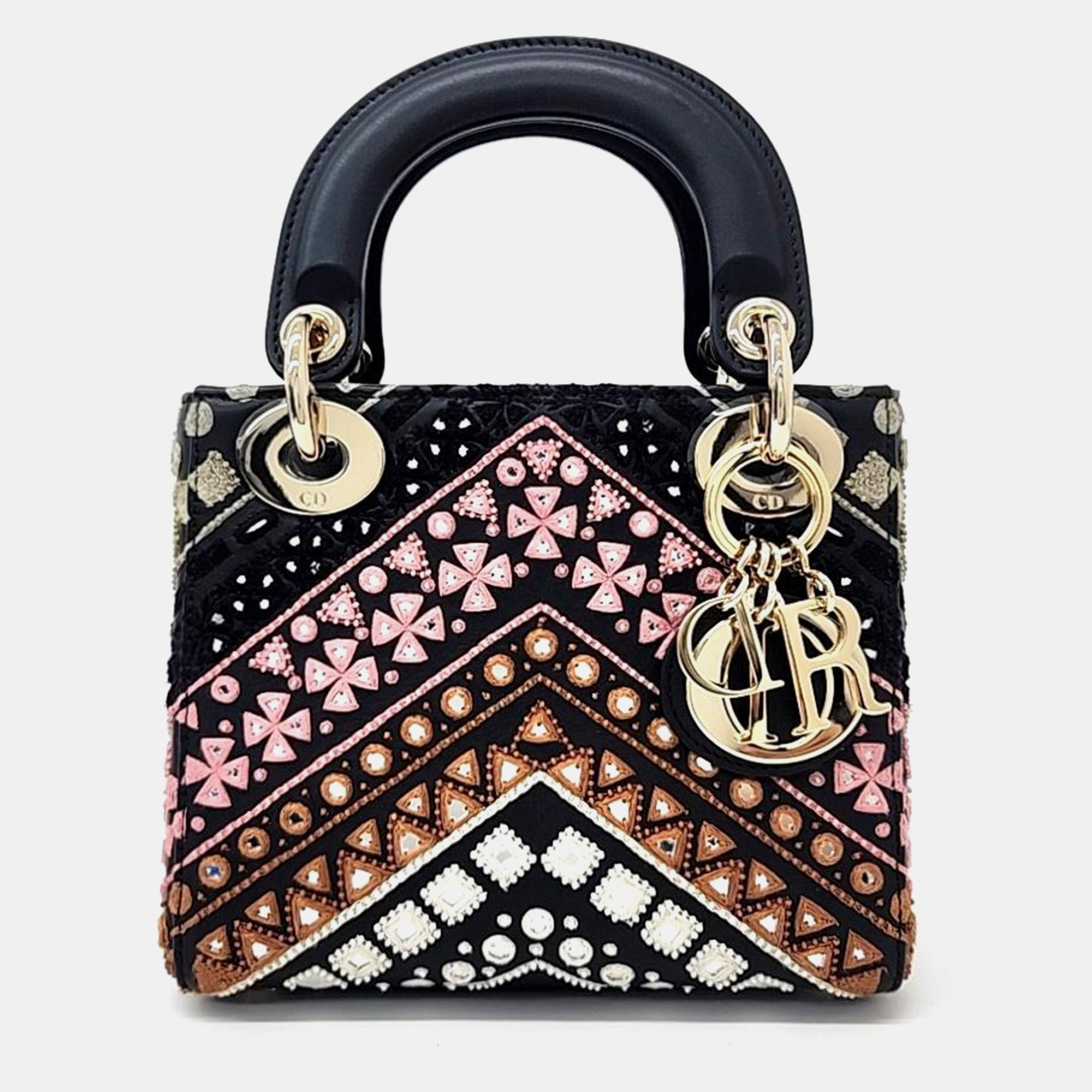 

Dior Black Mini Embroidered Lady Dior Top Handle Bag
