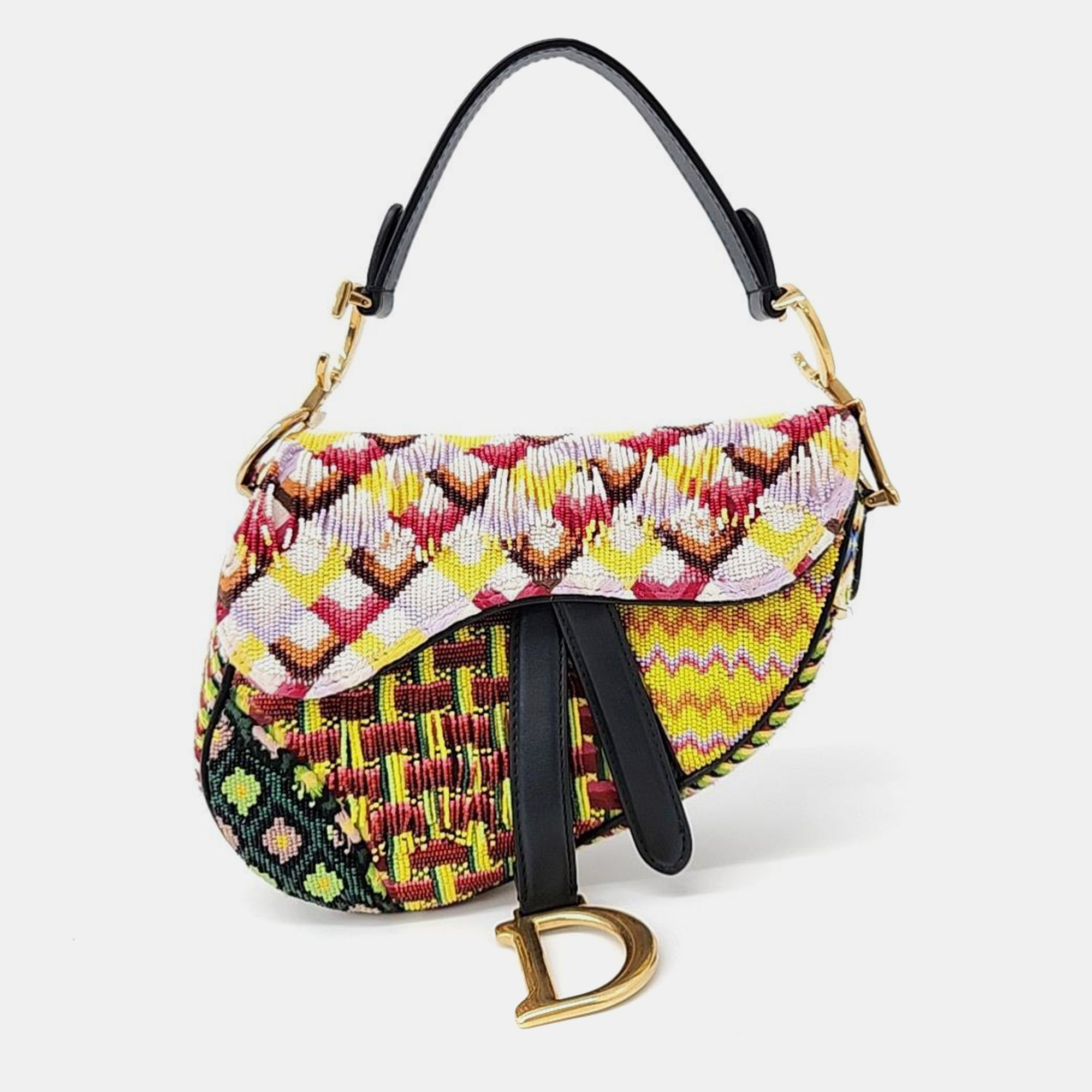 

Christian Dior Multicolor Canvas, Embroidered Fringe and Beads Saddle Bag