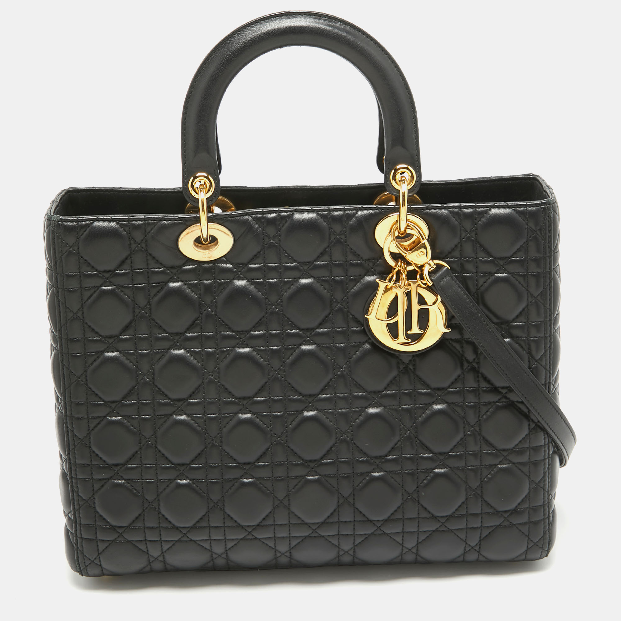 

Dior Black Cannage Leather  Lady Dior Tote