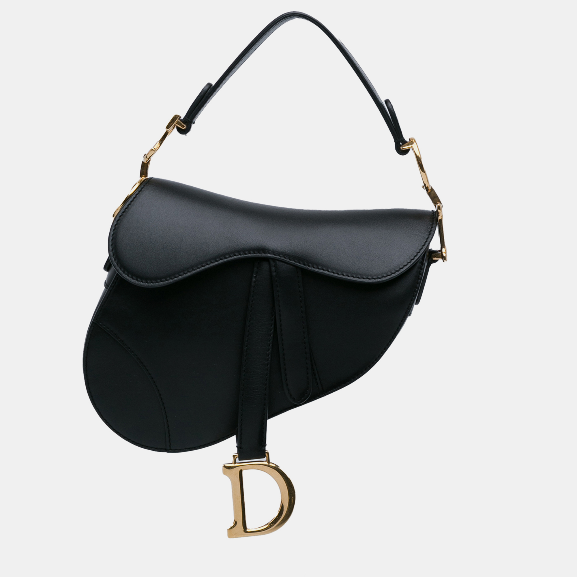 

Dior Mini Leather Saddle Bag, Black