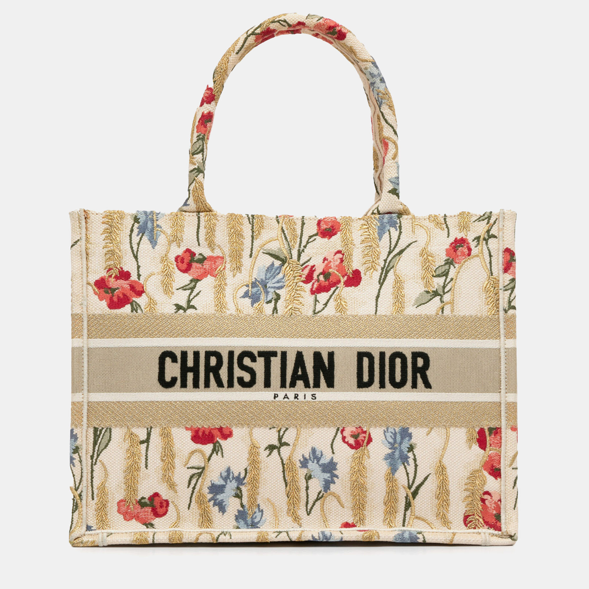 

Dior Medium Embroidered Hibiscus Book Tote Bag, Beige