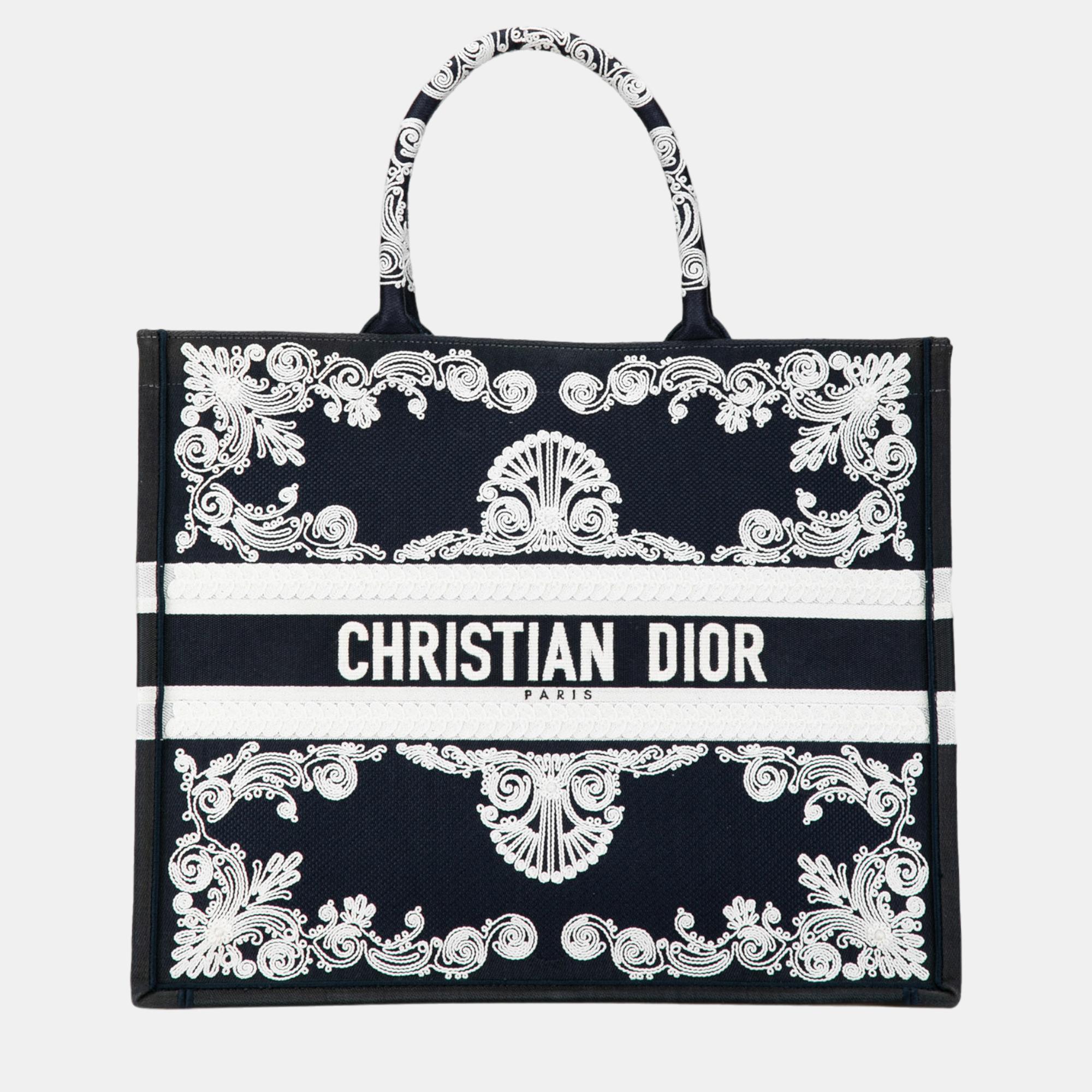 

Dior Navy Blue/White Large Cornely Book Tote
