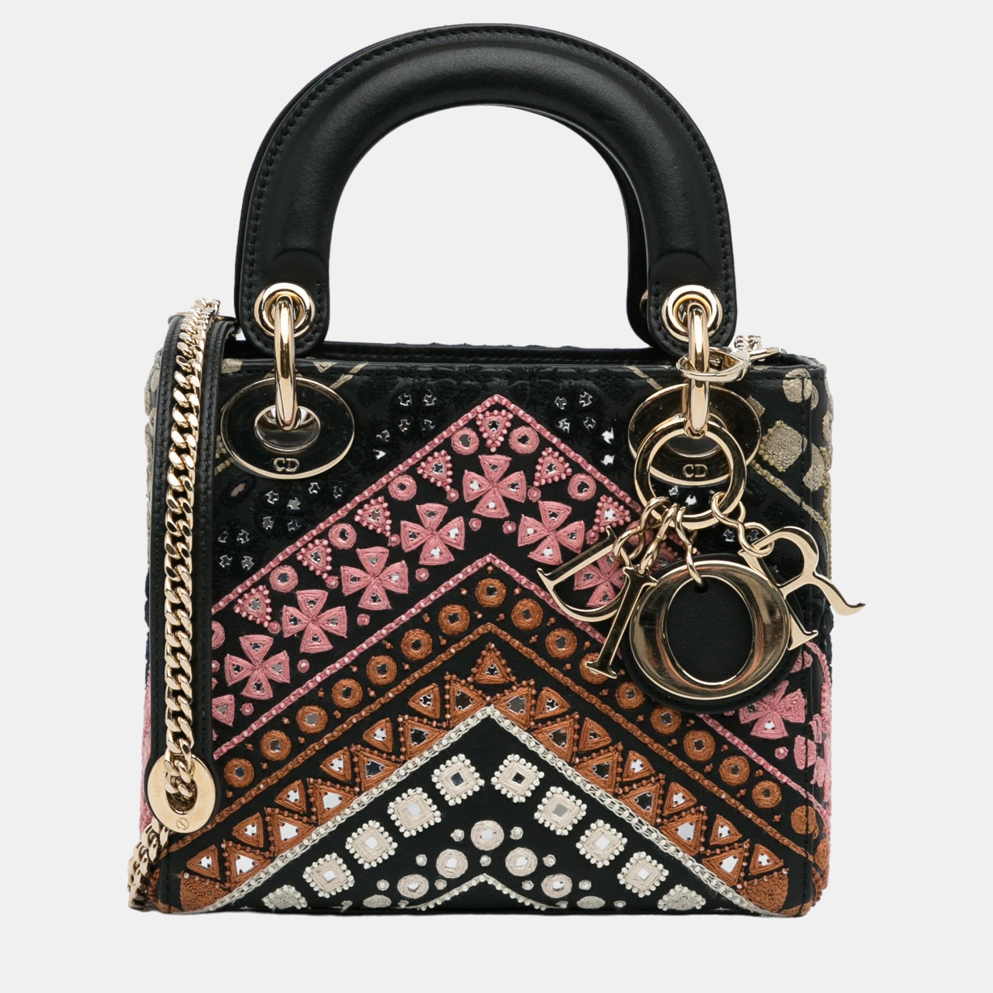 

Dior Black Mini Embroidered Lady Dior