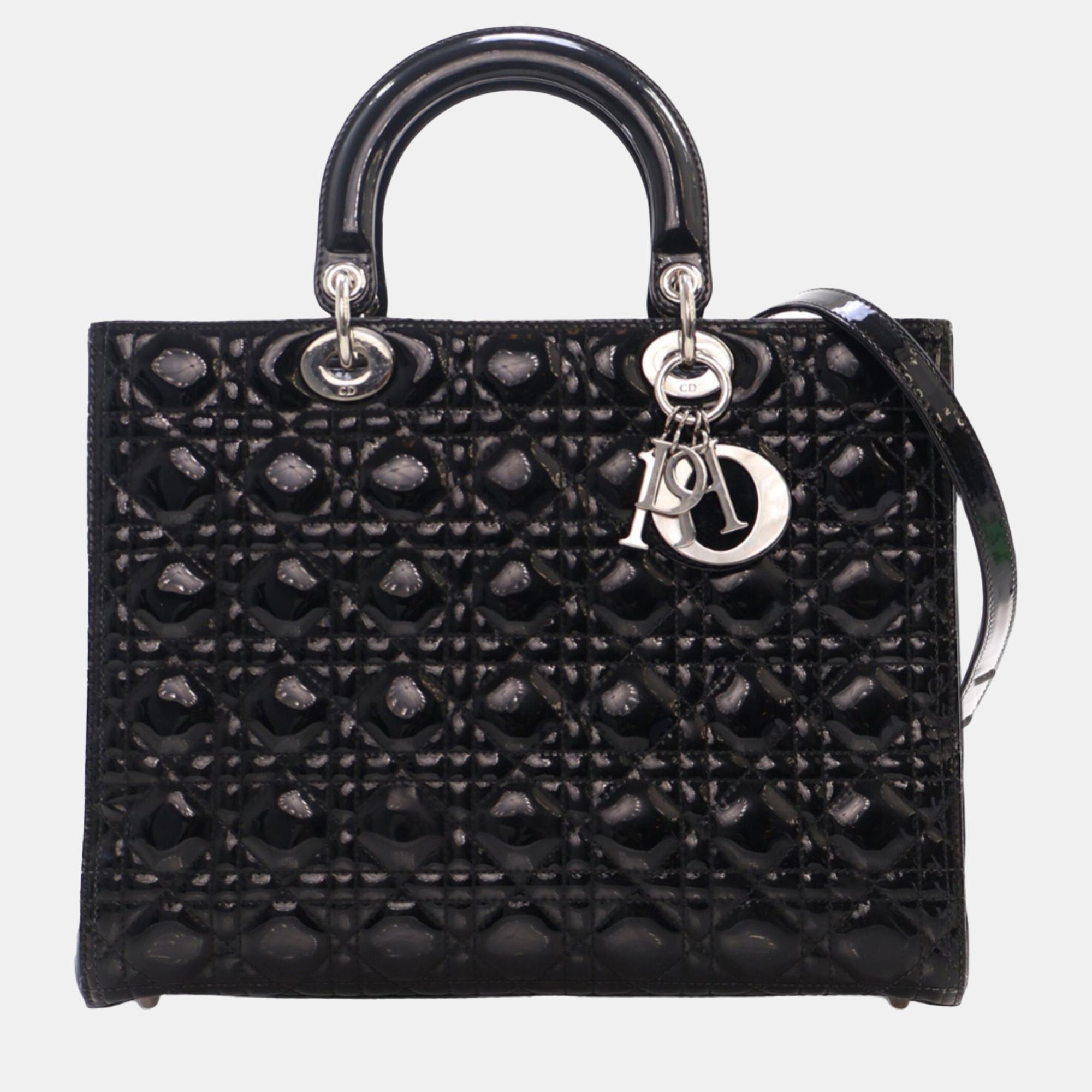 

Dior Black Large Patent Cannage Lady Dior