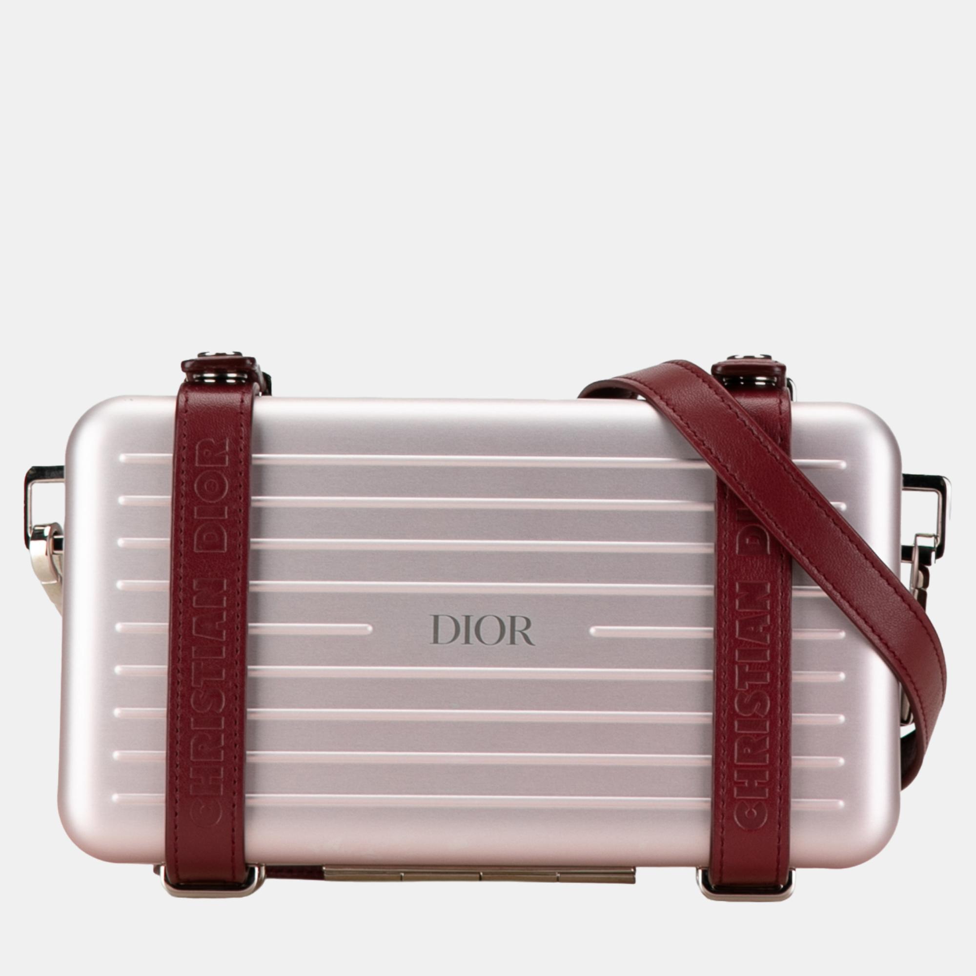 

Dior x Rimowa Pink Aluminum Personal Clutch On Strap