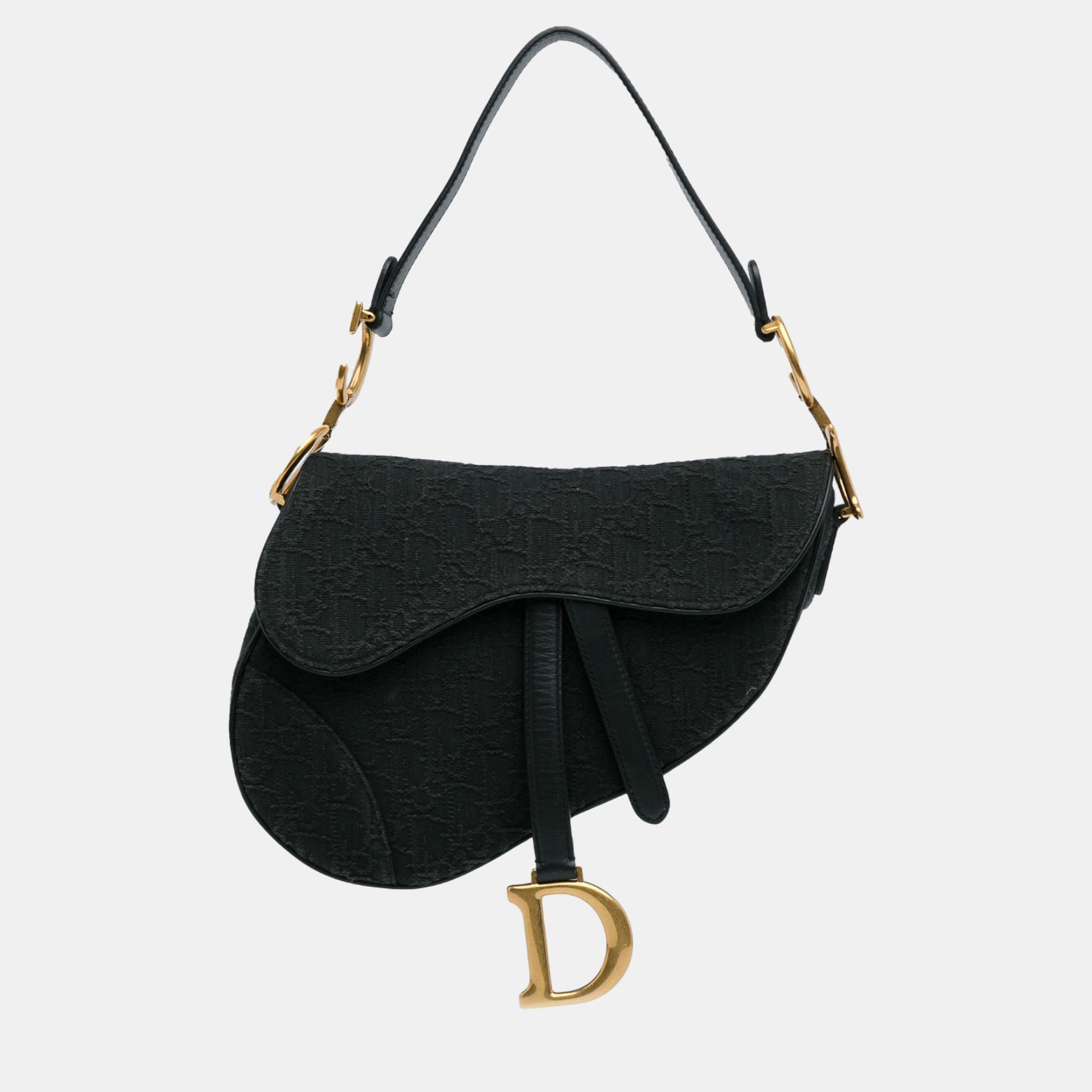 

Dior Black Medium Oblique Canvas Saddle