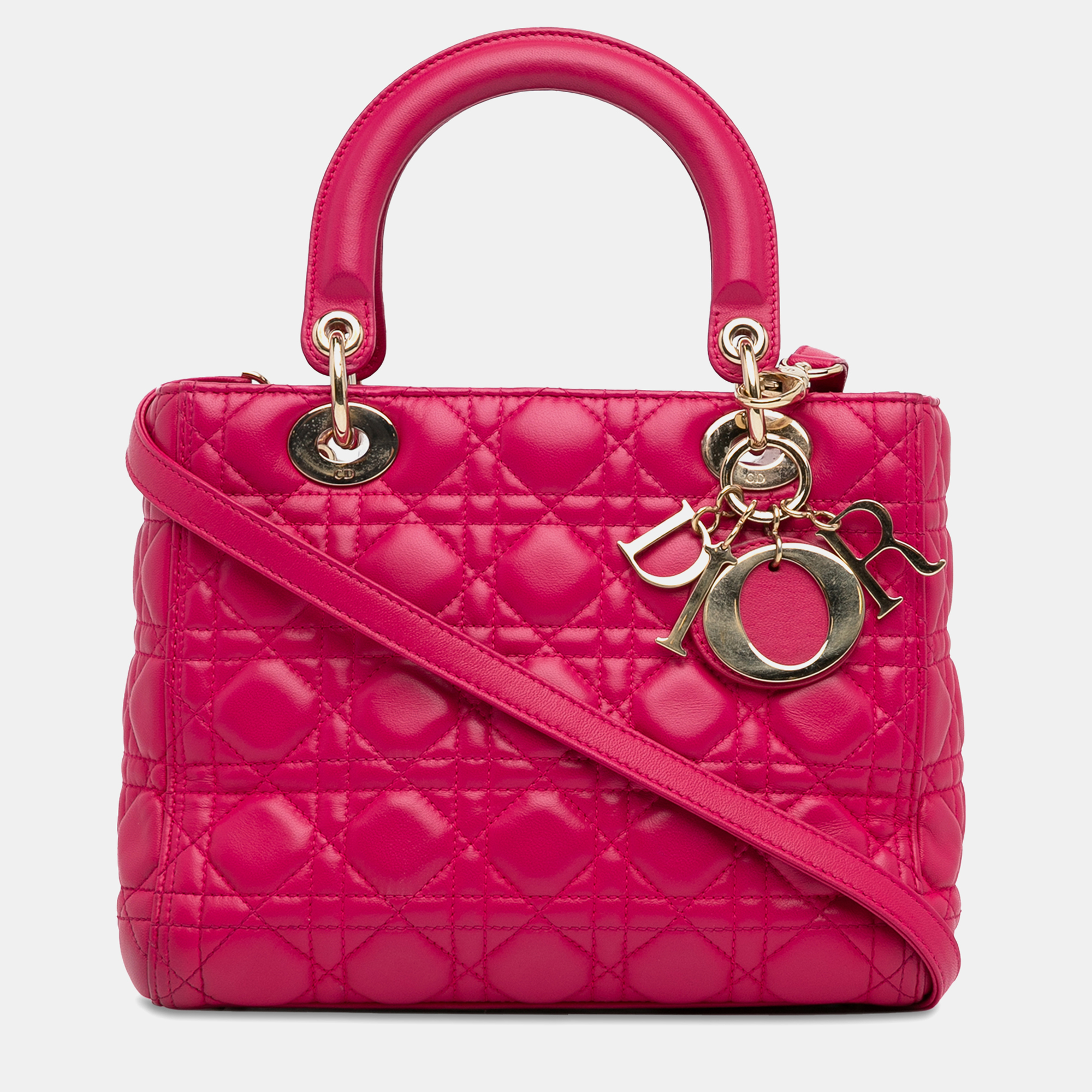 

Dior Medium Lambskin Cannage Lady Dior, Pink