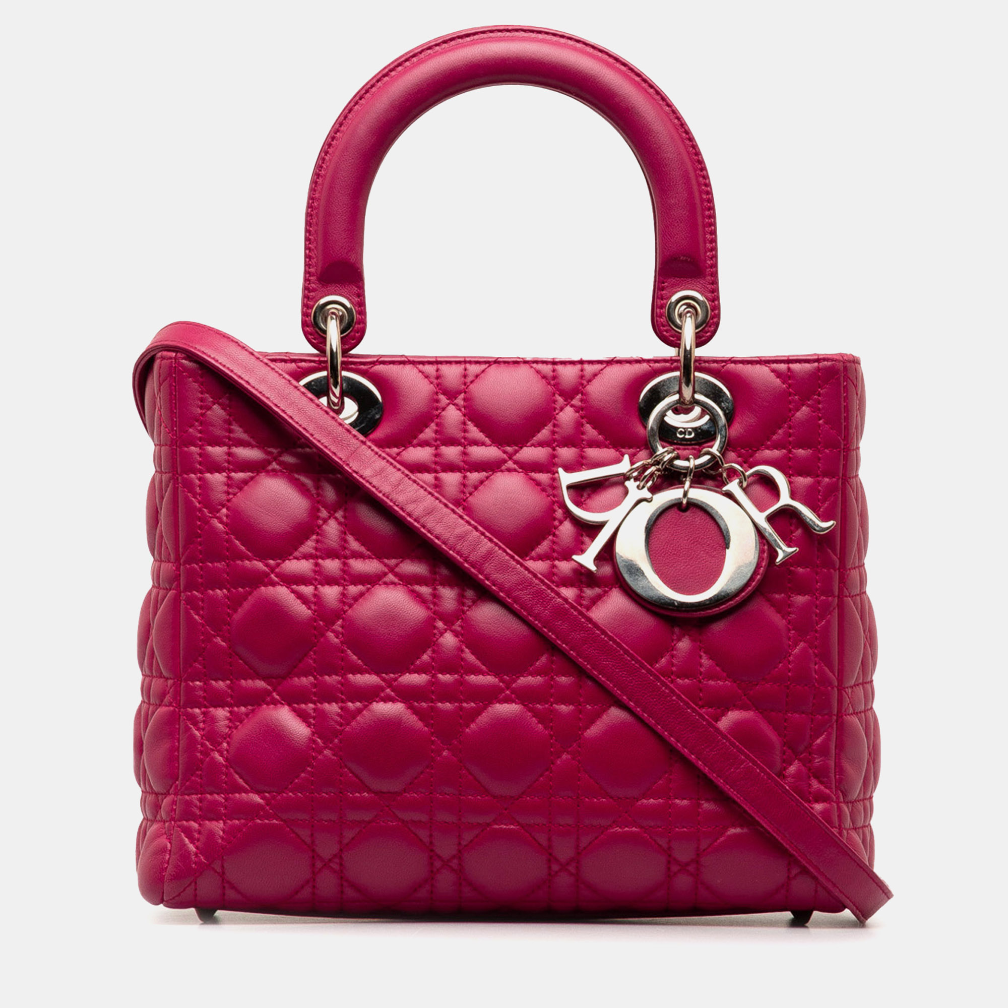 

Dior Medium Lambskin Cannage Lady Dior, Pink