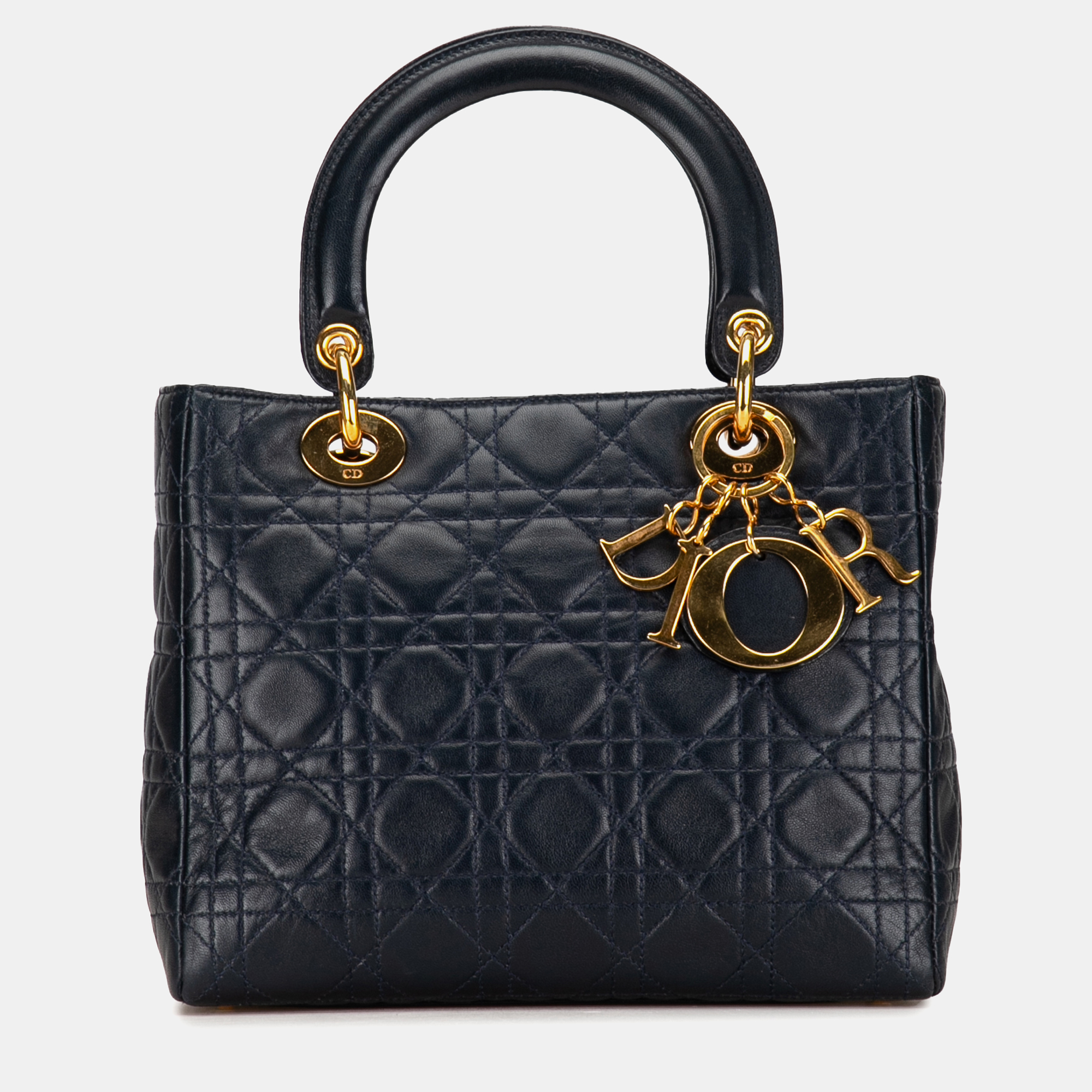 

Dior Black Lambskin Leather Medium Cannage Lady Dior Tote Bag
