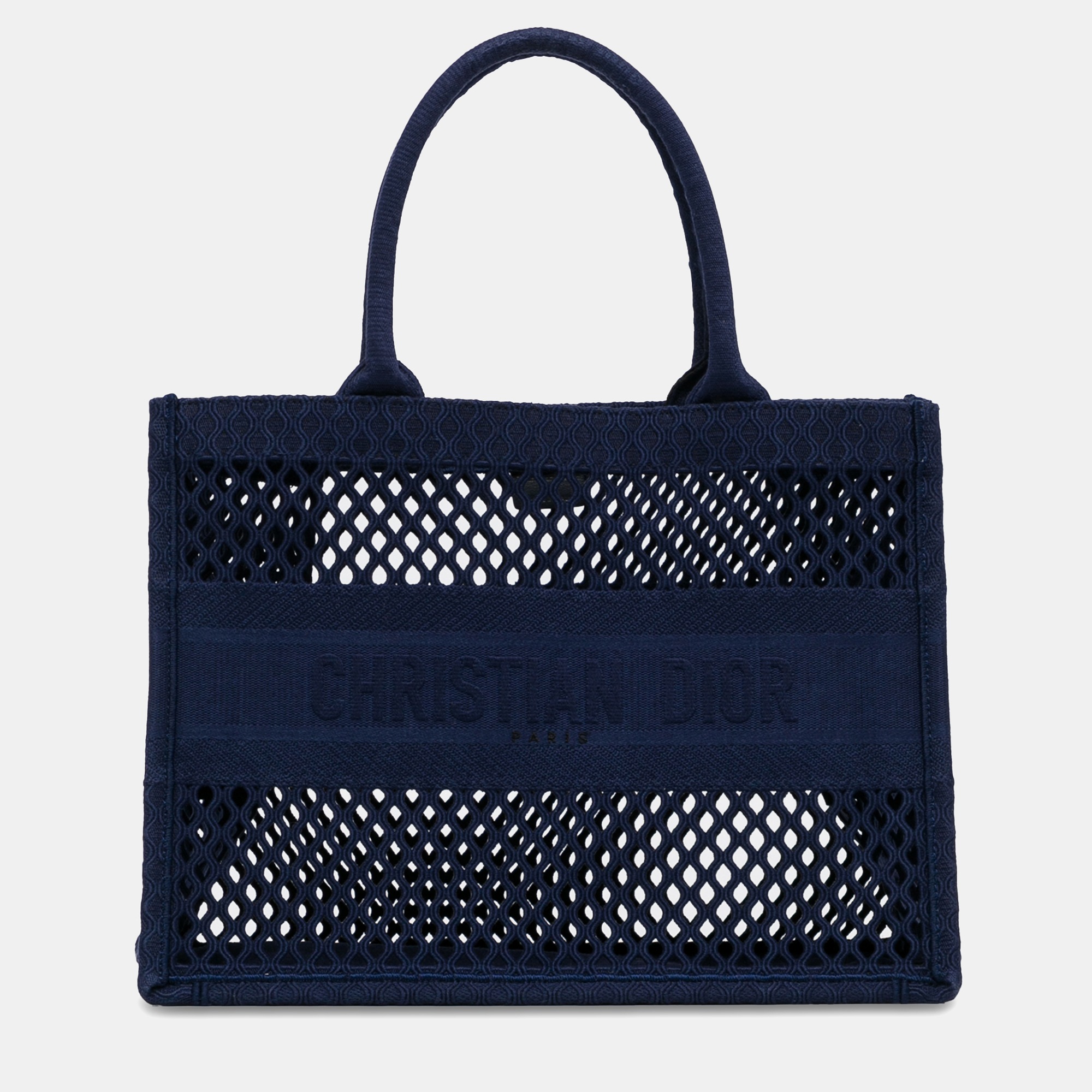 Pre-owned Dior Medium Mesh Book Tote In Navy Blue