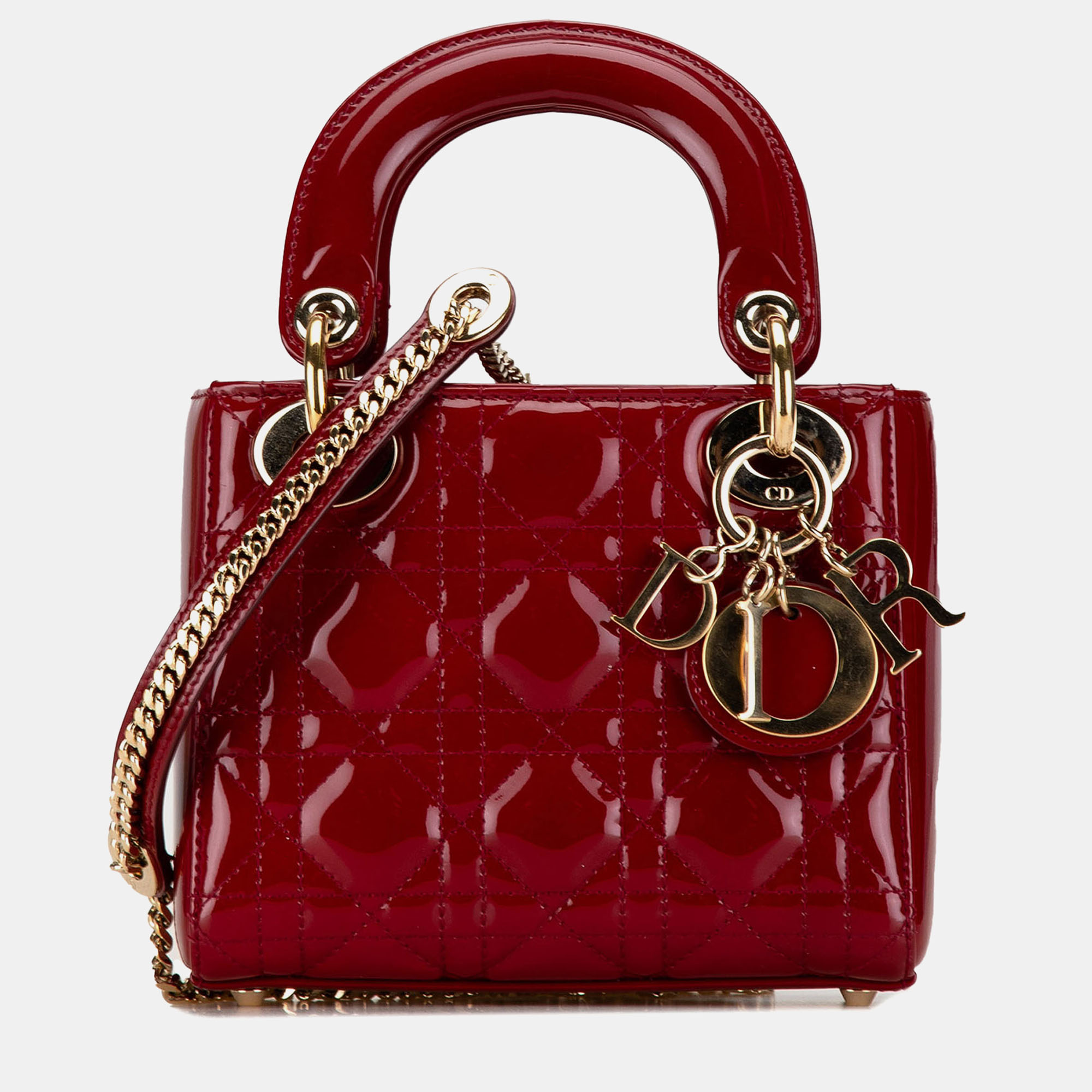 

Dior Mini Patent Cannage Lady Dior, Red