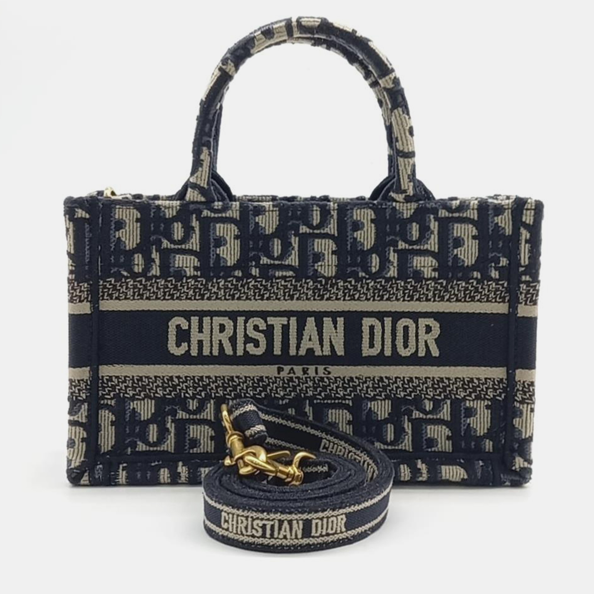 Pre-owned Dior Christian  Book Tote Mini Shoulder Strap Bag In Beige