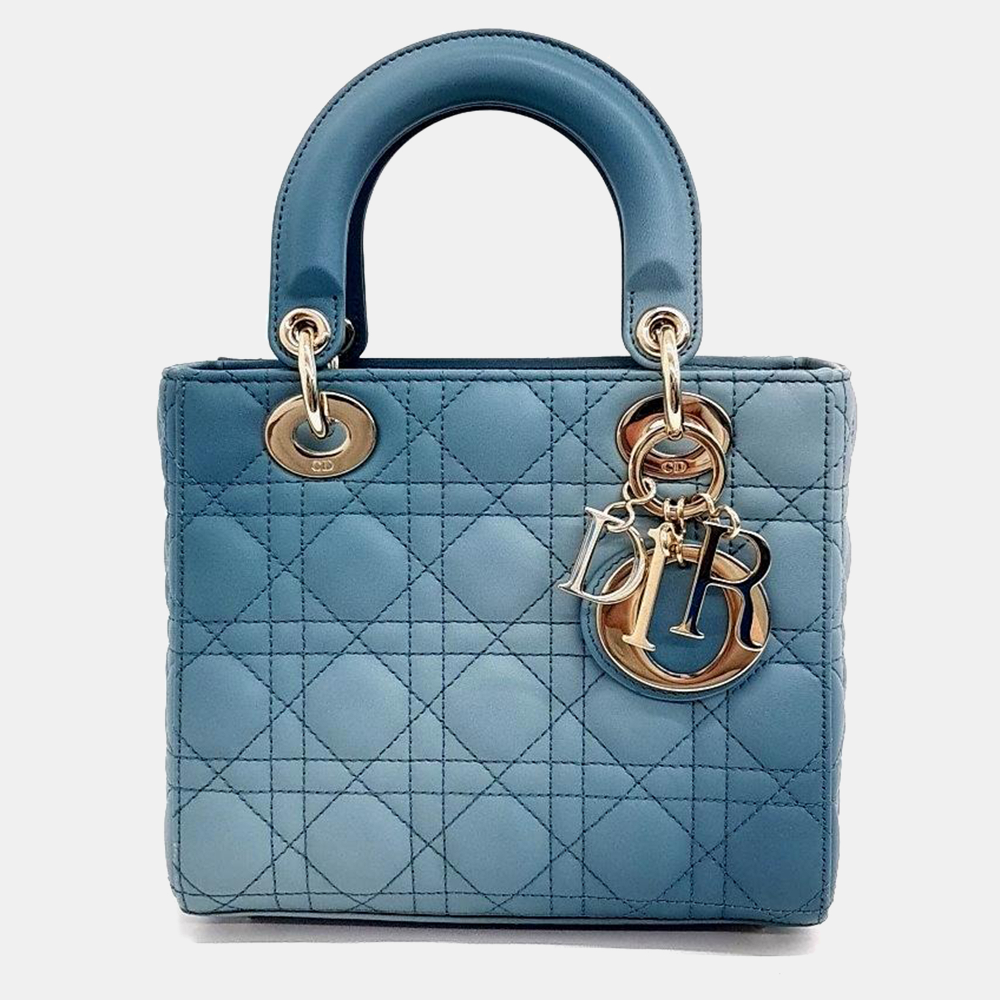 Pre-owned Dior Christian  Cannage Lady Small Bag In Blue